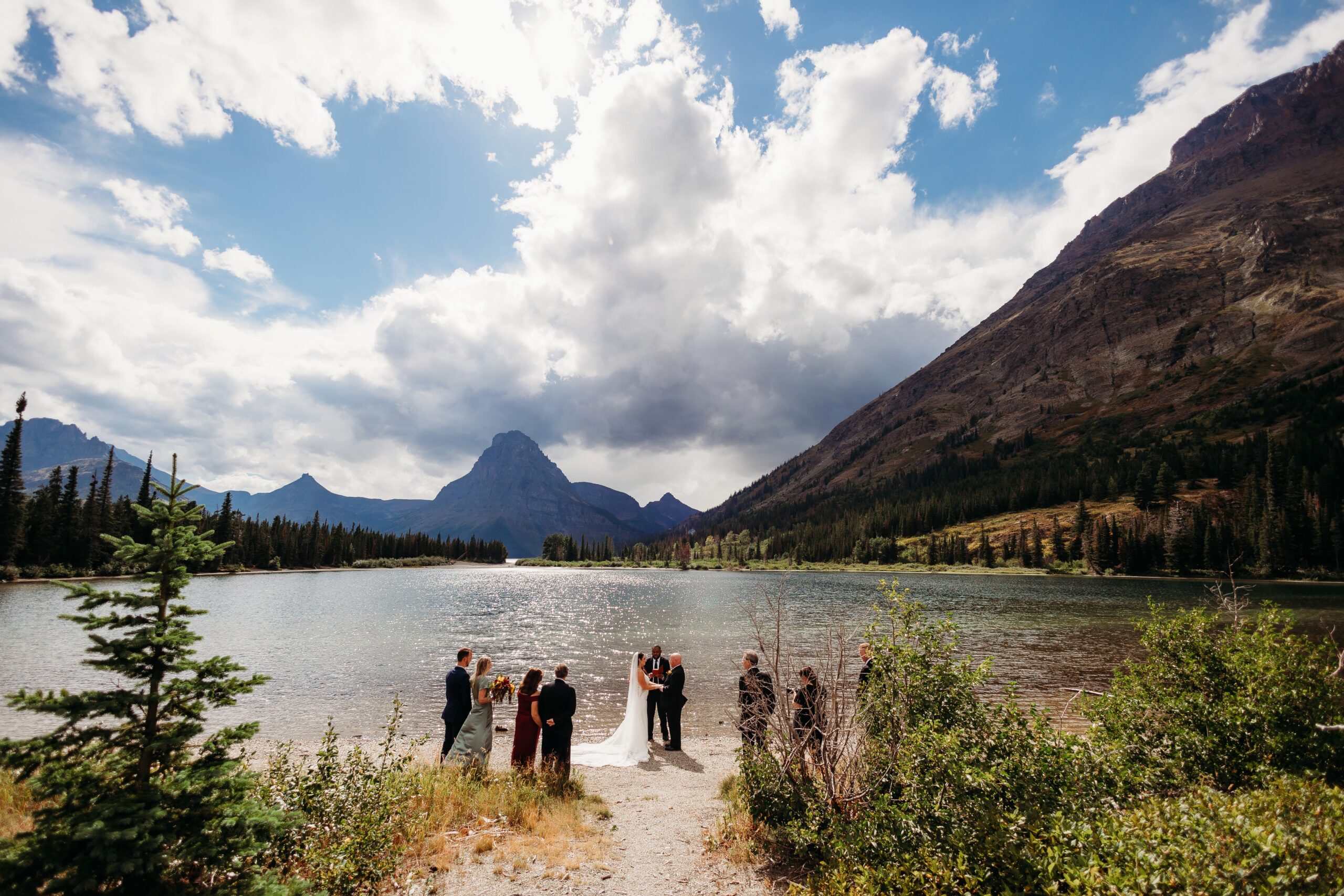 small, intimate ceremony lakeside in glacier national park