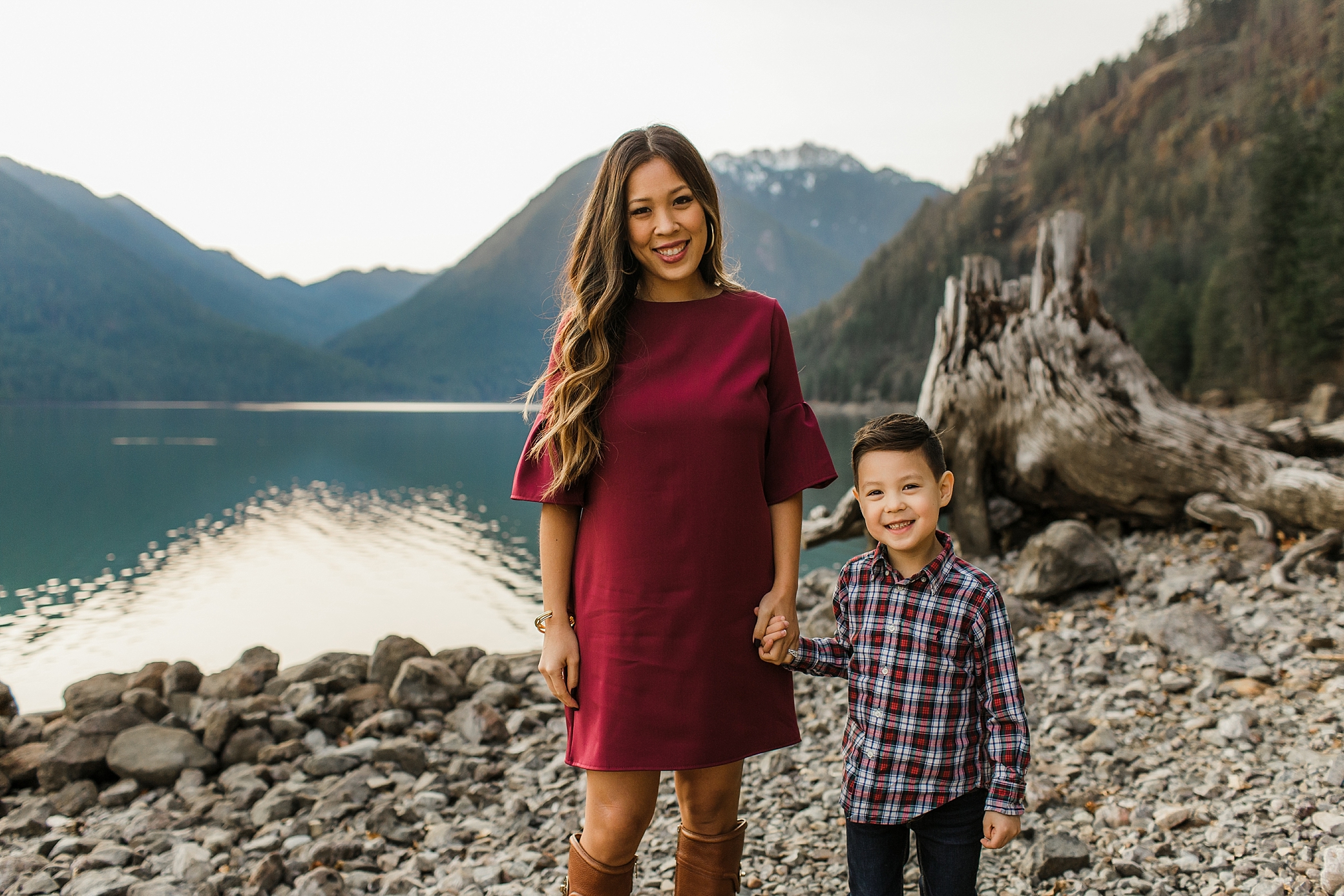 Mother and son moment during family photoshoot with Olympia Photographer, Megan Montalvo