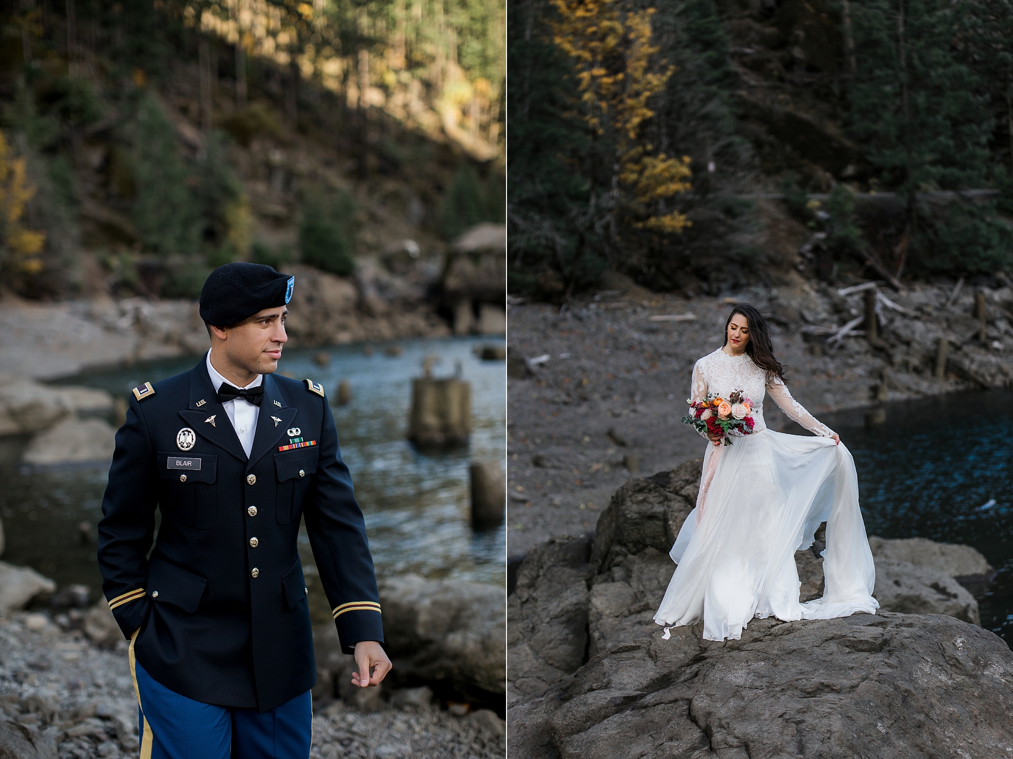 Bride and Groom Elopement at Lake Cushman | Megan Montalvo Photography 