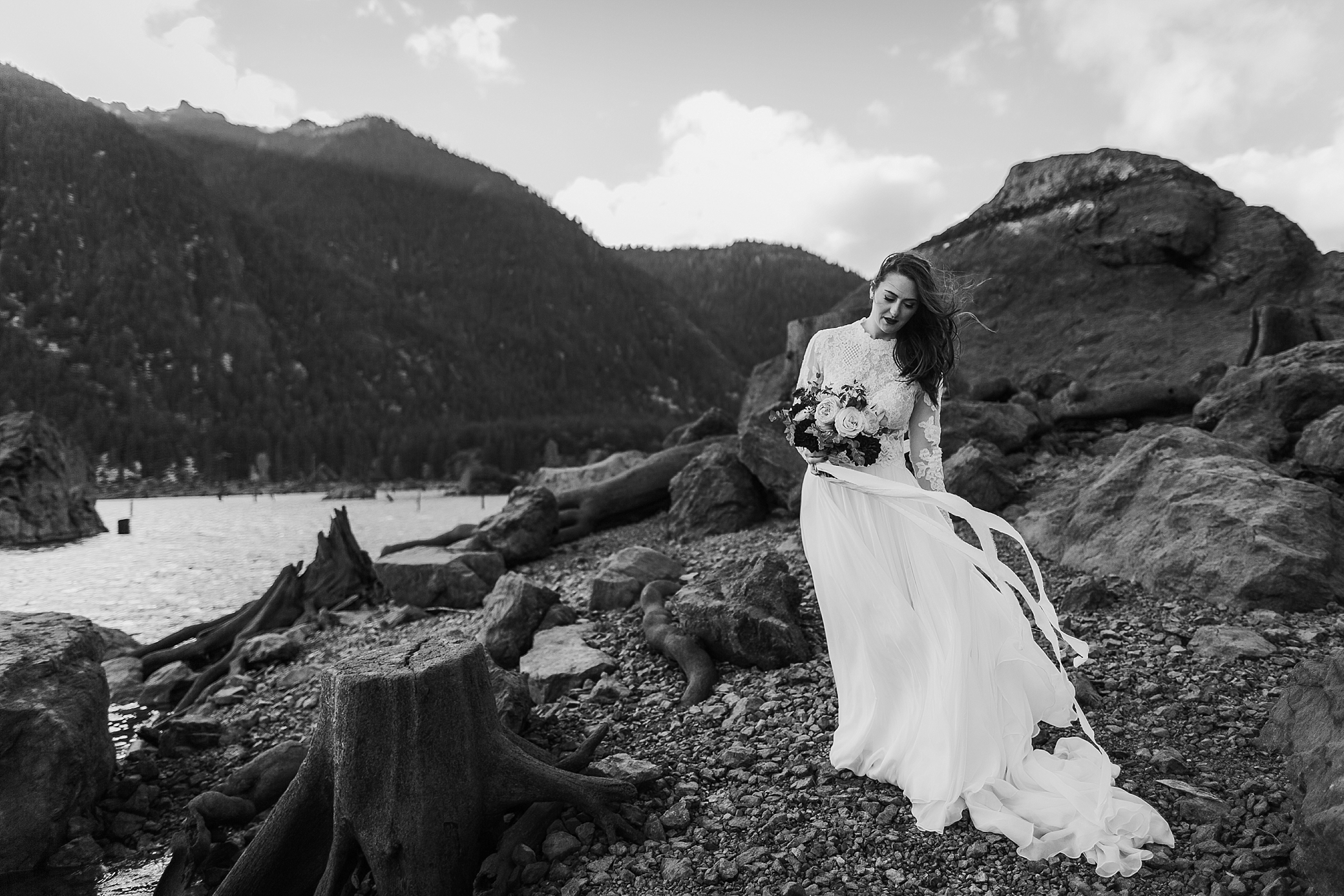 Bridal Portrait during Olympic National Park Elopement at Lake Cushman | Megan Montalvo Photography