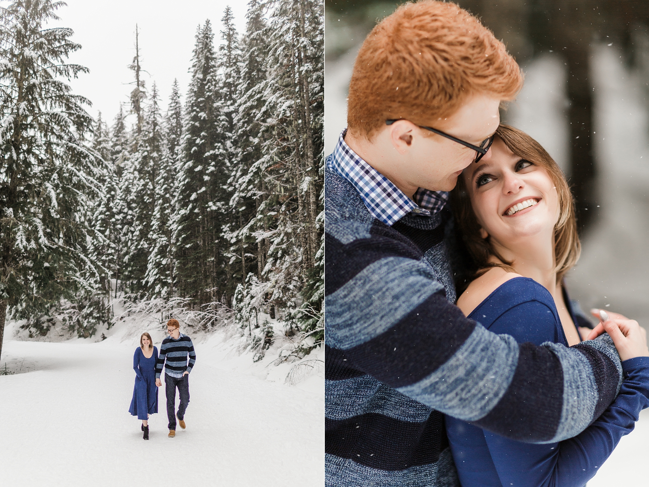 Snowy engagement session Snoqualmie Falls | Megan Montalvo Photography