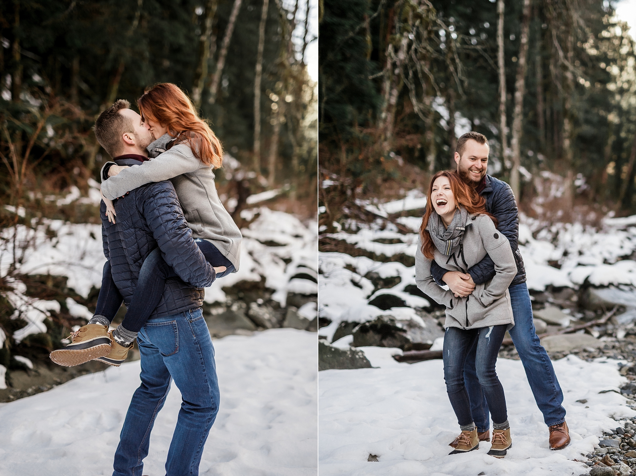 Couple having fun during a Seattle Adventure Engagement Session | Megan Montalvo Photography