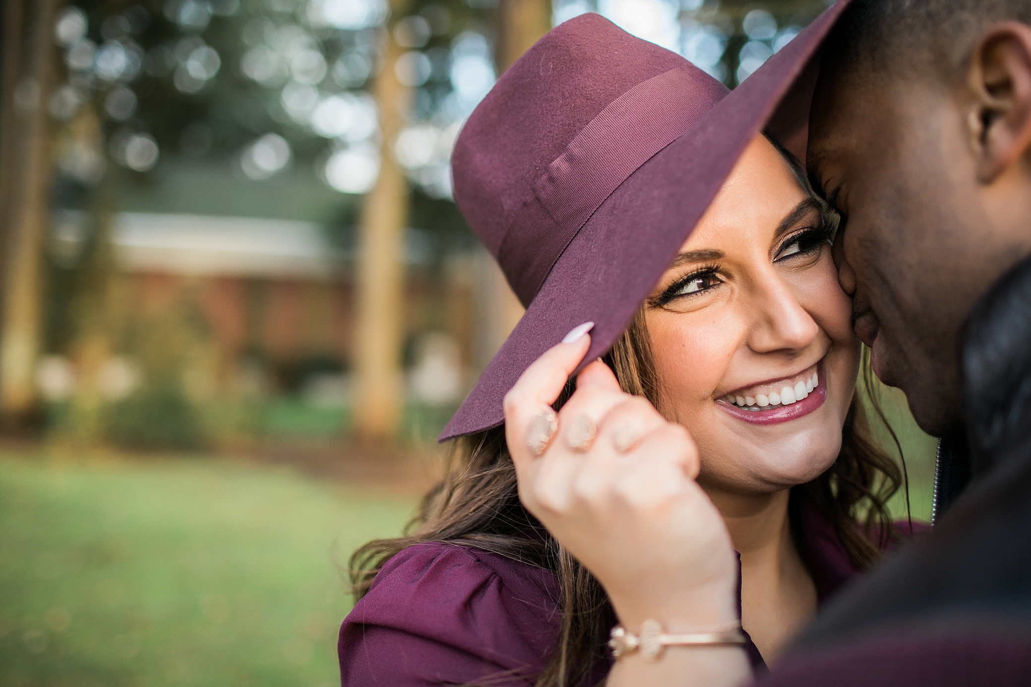 Closeup of couple during engagement session | Megan Montalvo Photography