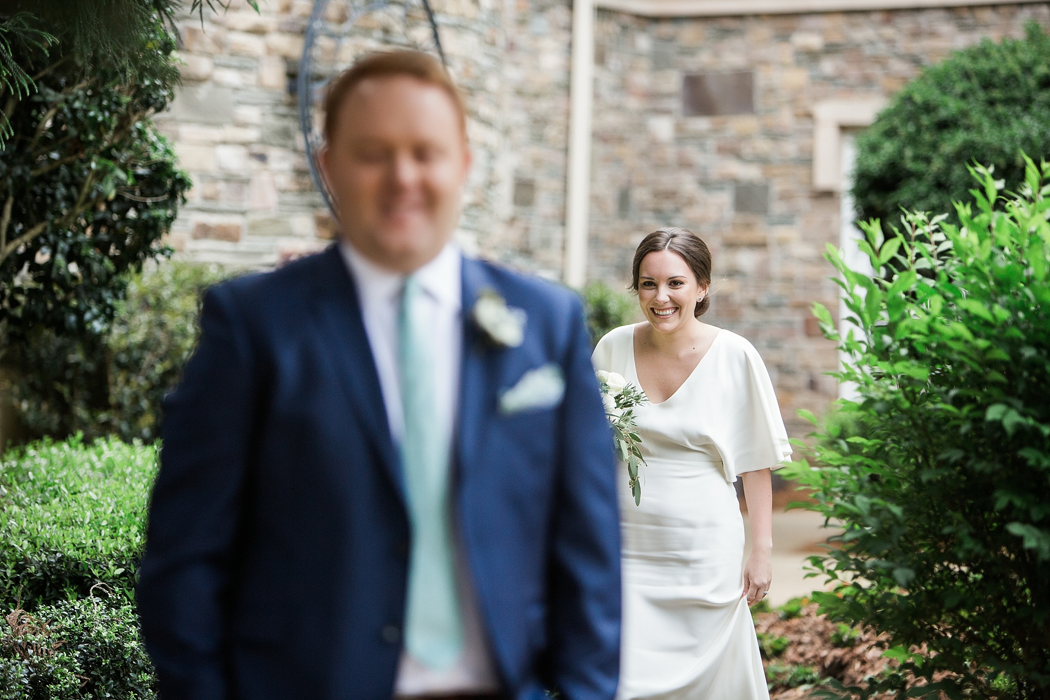 Atlanta Intimate Destination Wedding Bride & Groom First Look | Megan Montalvo Photography