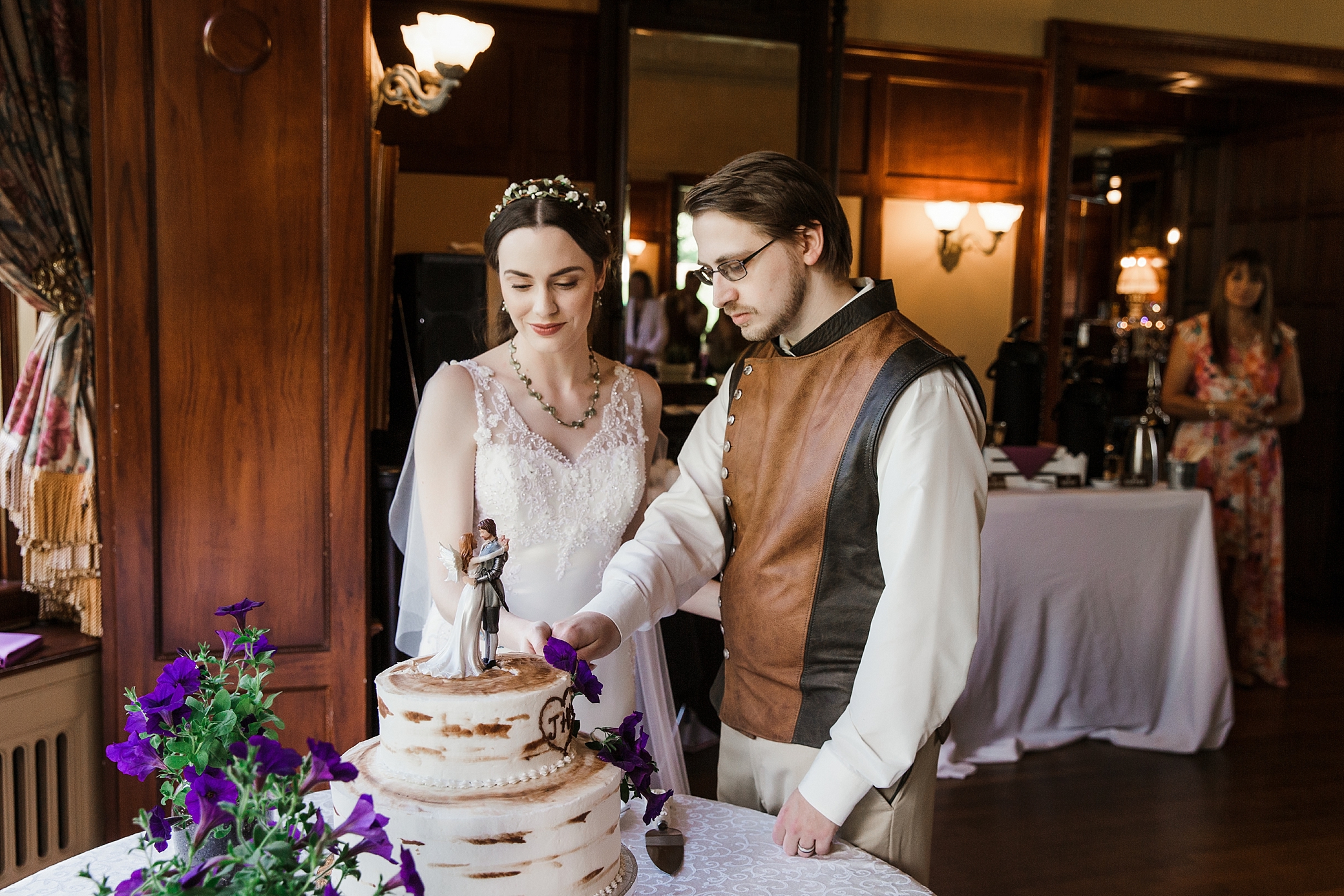 Thornewood Castle Tacoma Wedding Reception Venue, Cake Cutting, Megan Montalvo Photography