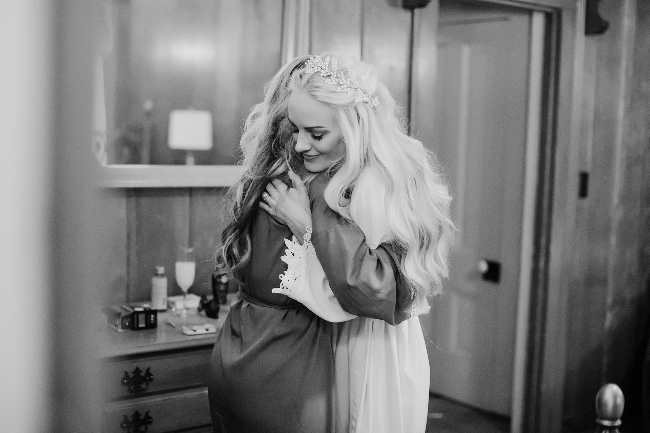 Bride and Mother having a moment before her Lake Tahoe Wedding | Megan Montalvo Photography