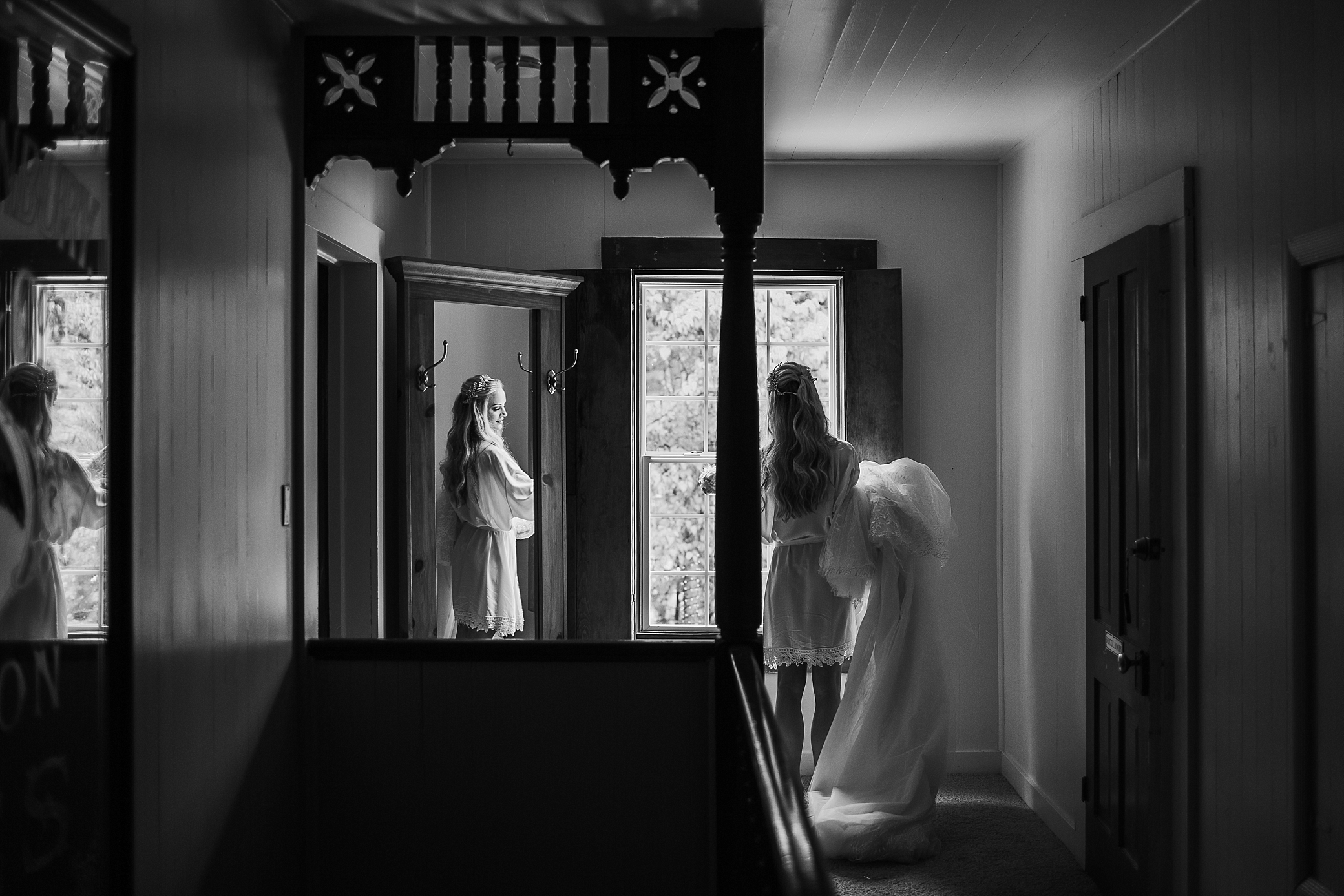 Bride preparing to put on her wedding gown | Megan Montalvo Photography 