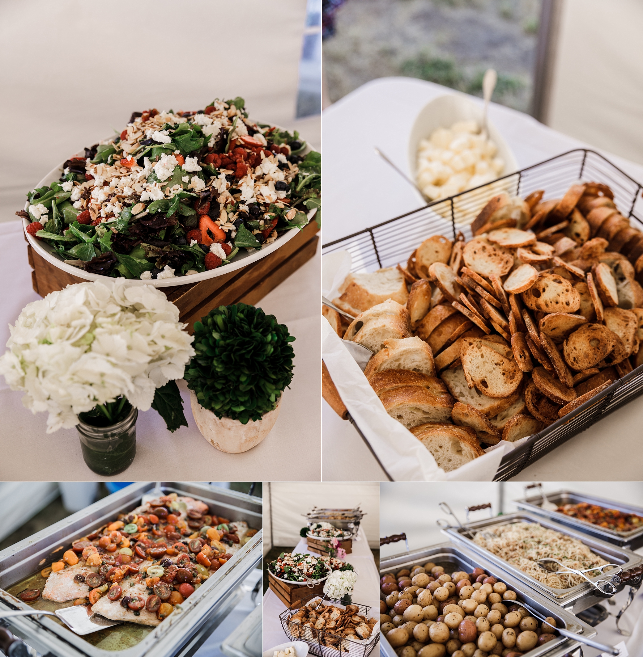 Delicious food at wedding reception at Olympic View Cabins | Megan Montalvo Photography 