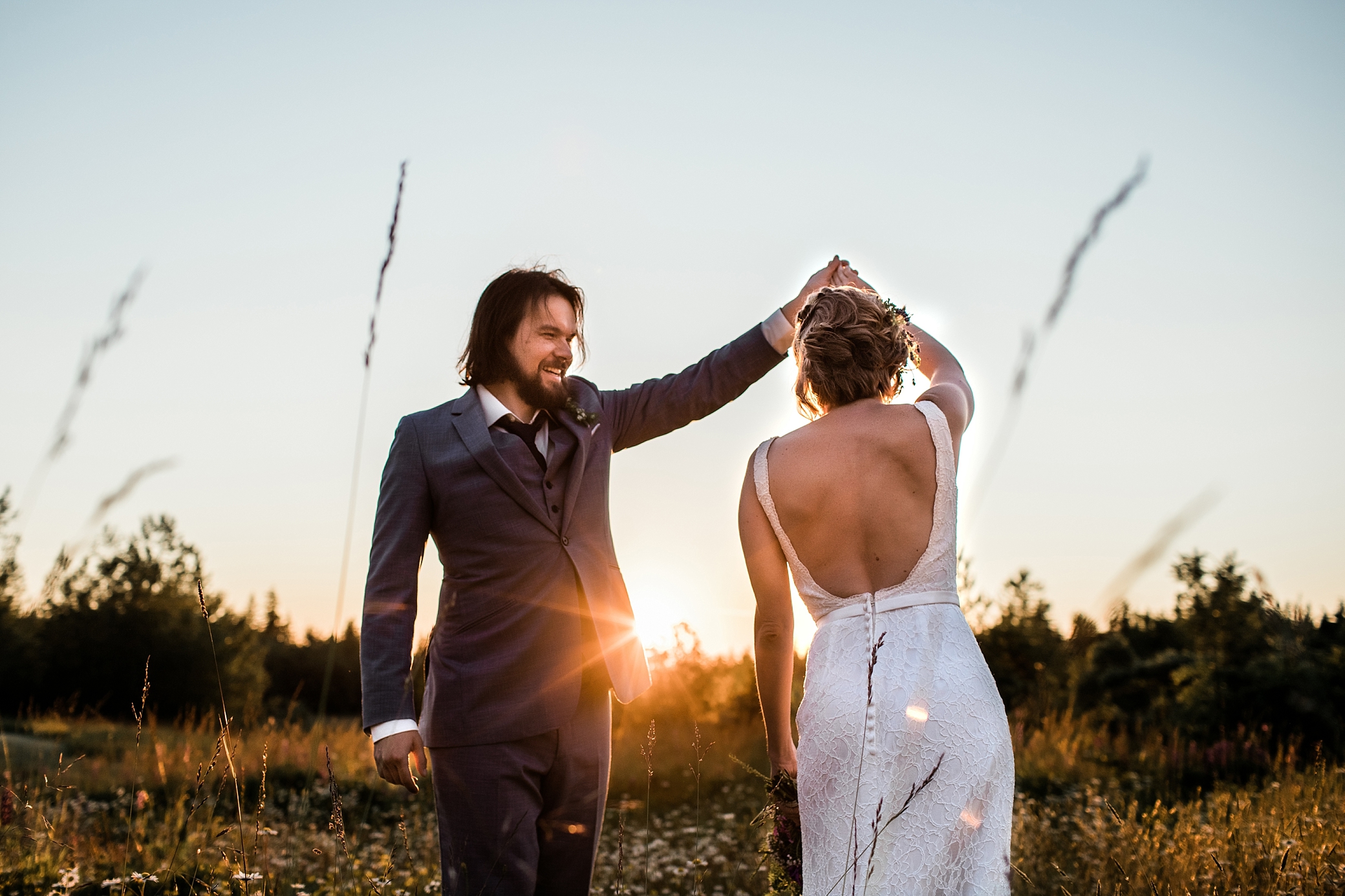 Bride and groom dancing at sunset | Megan Montalvo Photography 