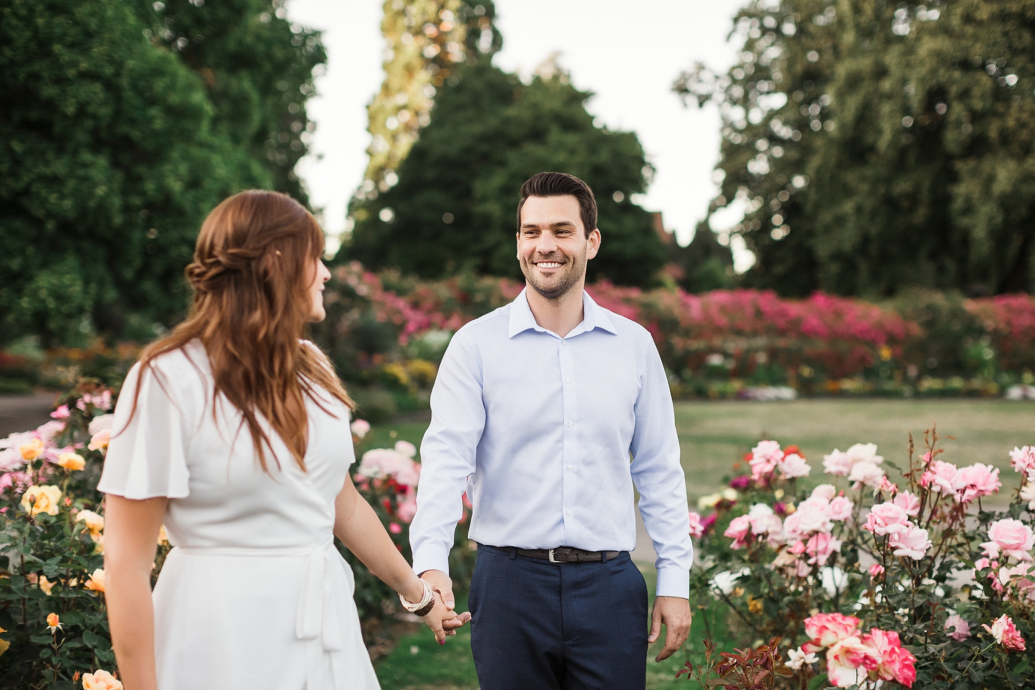 Rose Garden Engagement Photos at Point Defiance Park | Tacoma Wedding Photographer, Megan Montalvo Photography