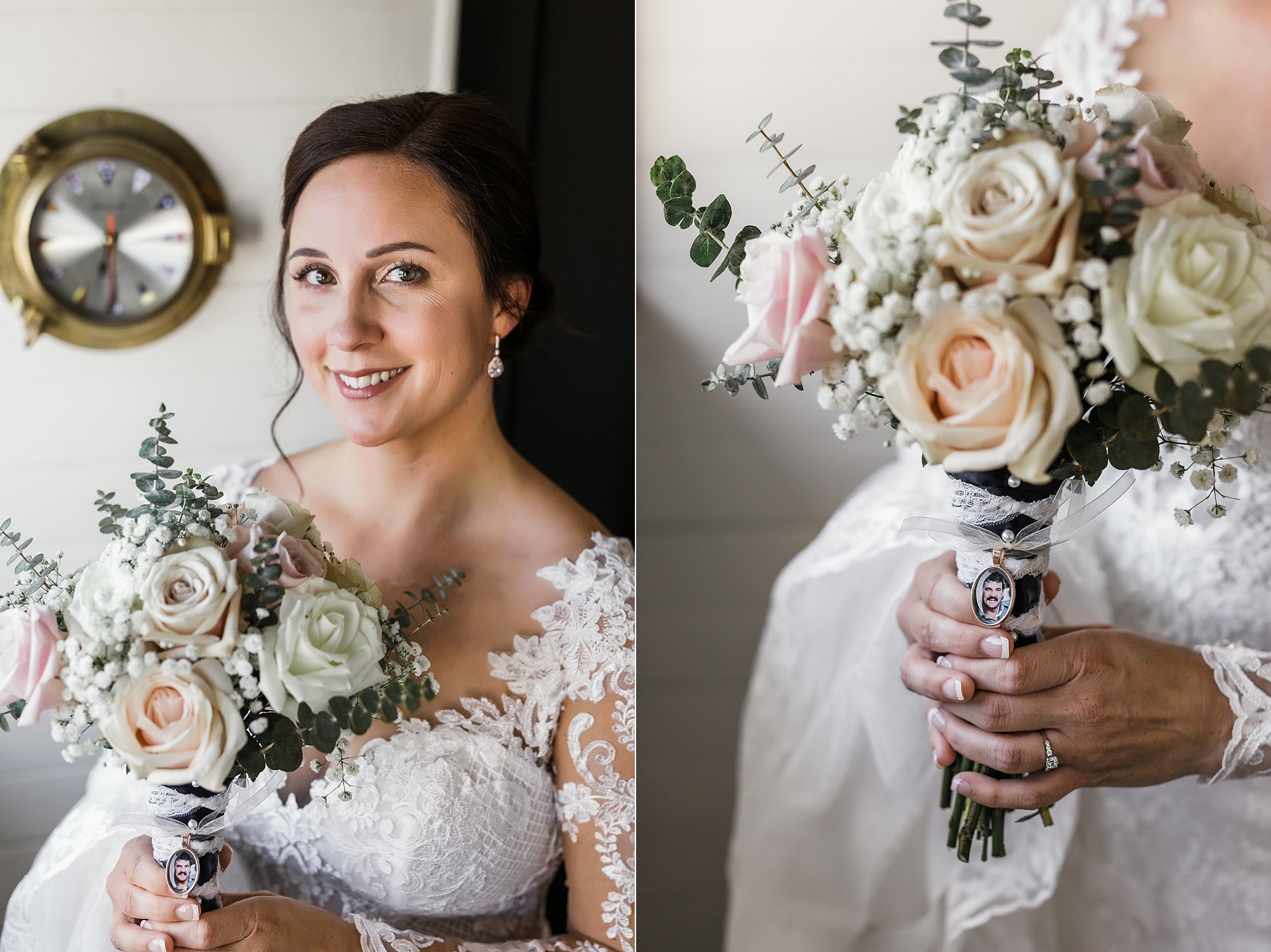 Bridal photos with bridal bouquet and tribute to father | Photographed by Seattle Wedding Photographer, Megan Montalvo Photography 