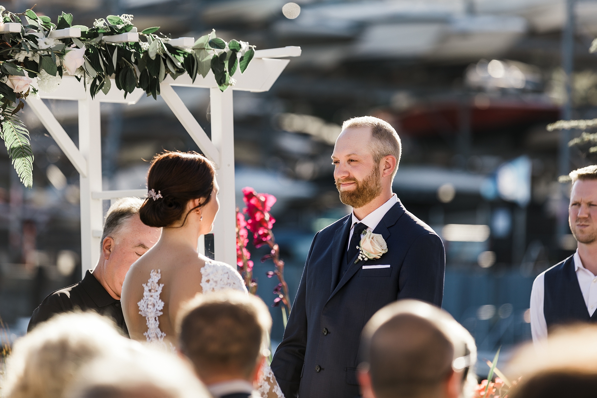 Seattle waterfront wedding ceremony at MV Skansonia wedding venue | Megan Montalvo Photography 