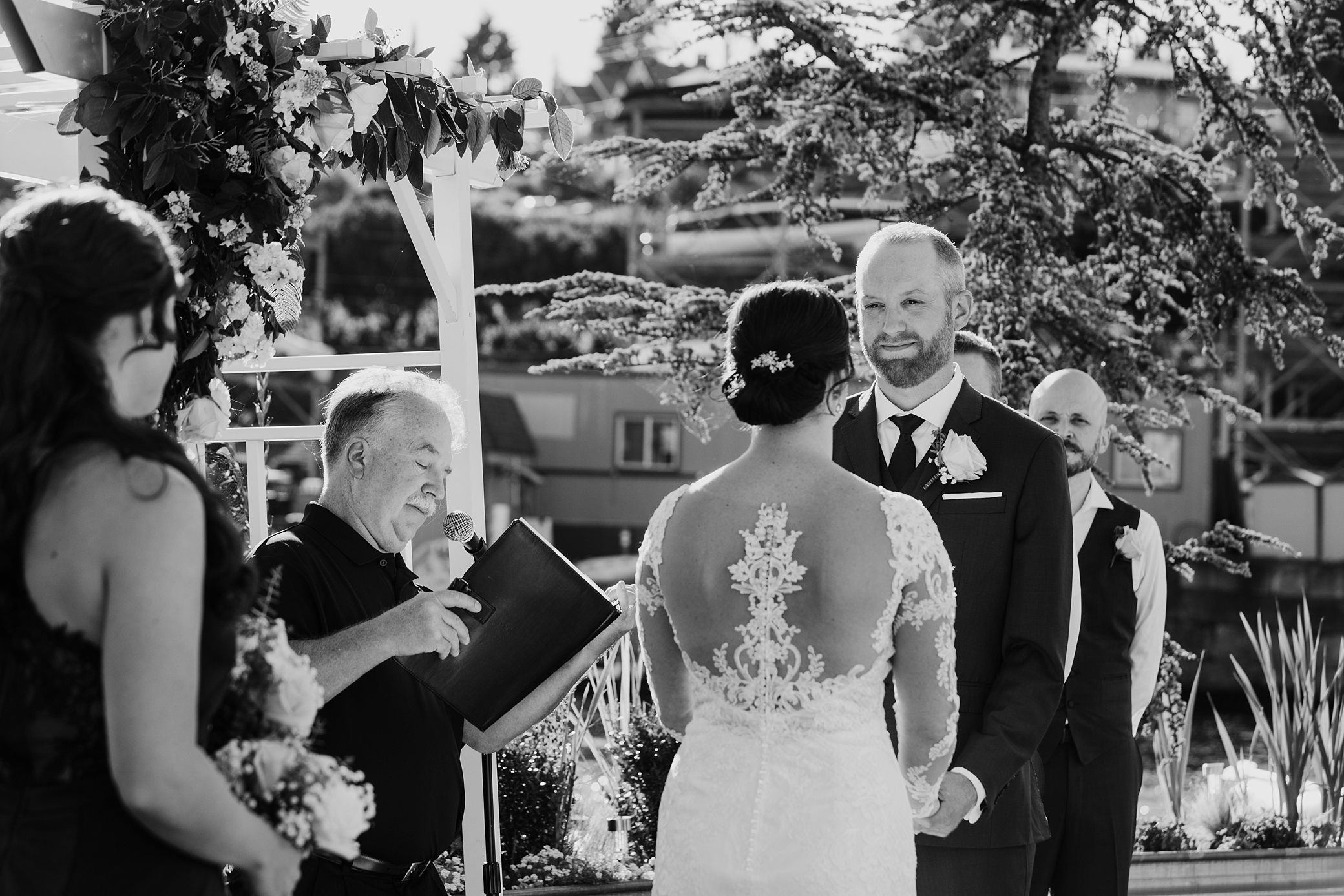 Seattle waterfront wedding ceremony at MV Skansonia wedding venue | Megan Montalvo Photography
