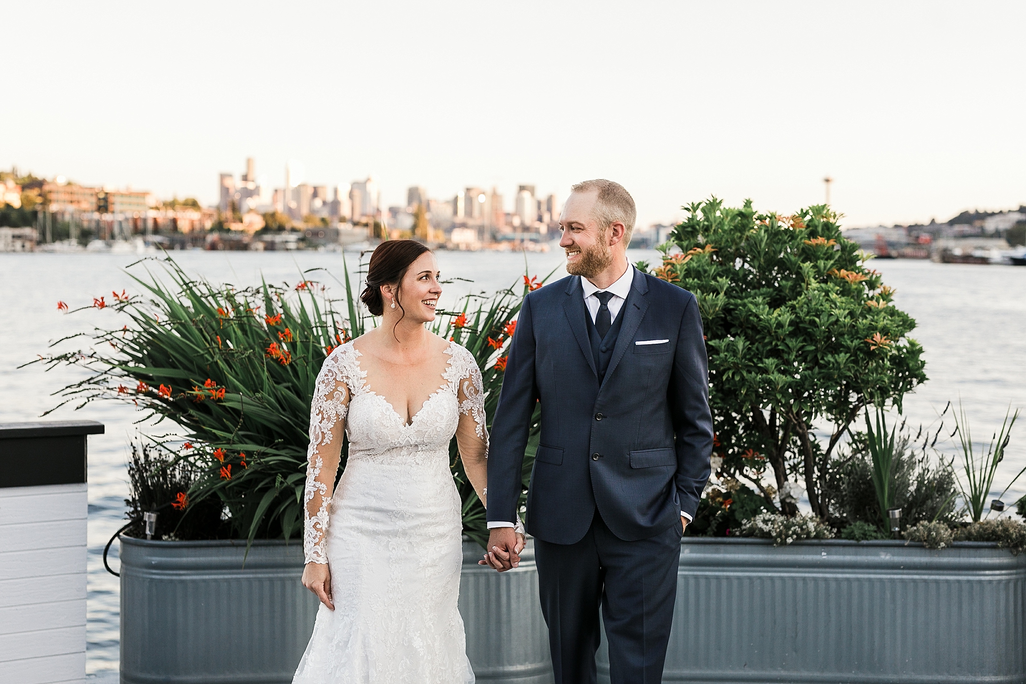 Seattle Waterfront Wedding with Seattle skyline views | Megan Montalvo Photography 
