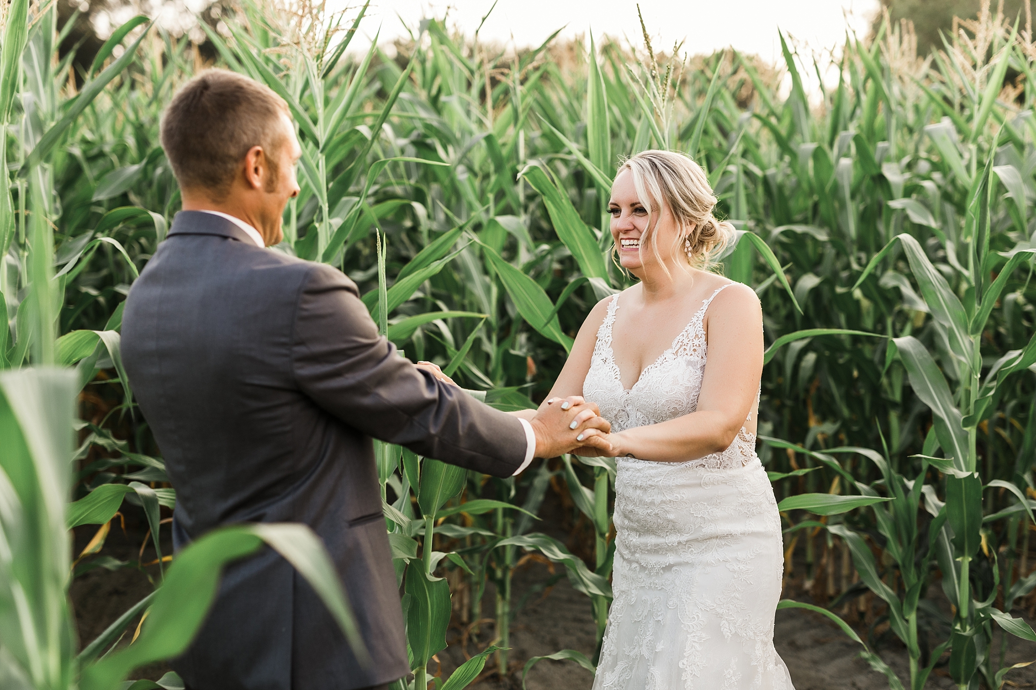 Bride and groom portraits in the cornfields at Mount Vernon's Wedding Venue, Maplehurst Farm. Photographed by Washington Wedding Photographer, Megan Montalvo Photography 