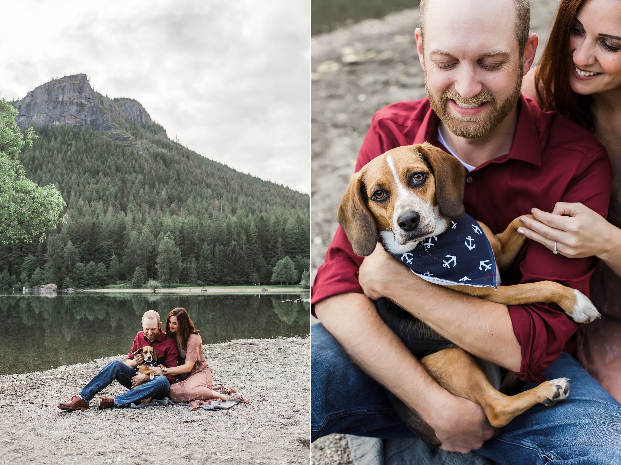 Rattlesnake Lake engagement session with dog | Megan Montalvo Photography