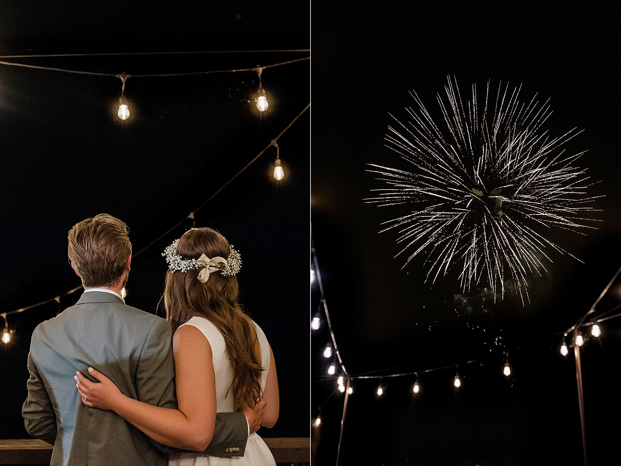 Firework at backyard wedding reception in Seattle | Photographed by Seattle Wedding Photographer, Megan Montalvo Photography