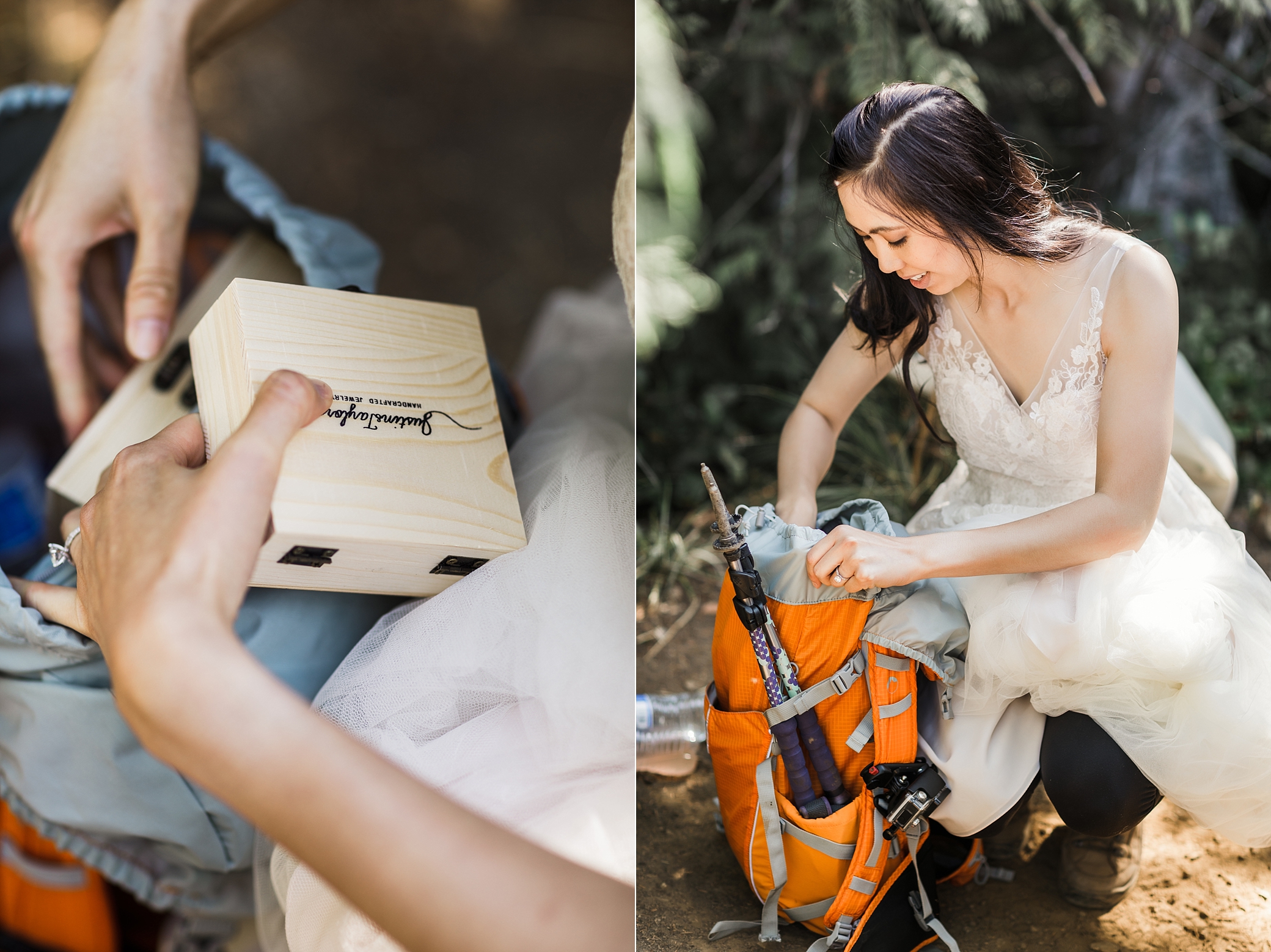Bride getting ready at Mount Storm King summit in the Olympic National Park | Megan Montalvo Photography 
