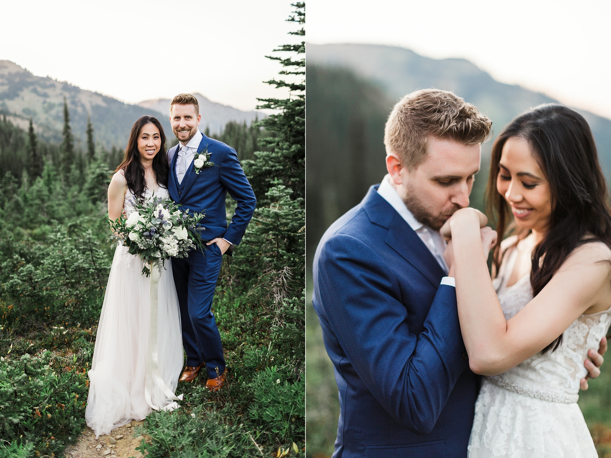Bride and groom adventure elopement throughout the Olympic National Park with Adventure Elopement Photographer, Megan Montalvo Photography. 