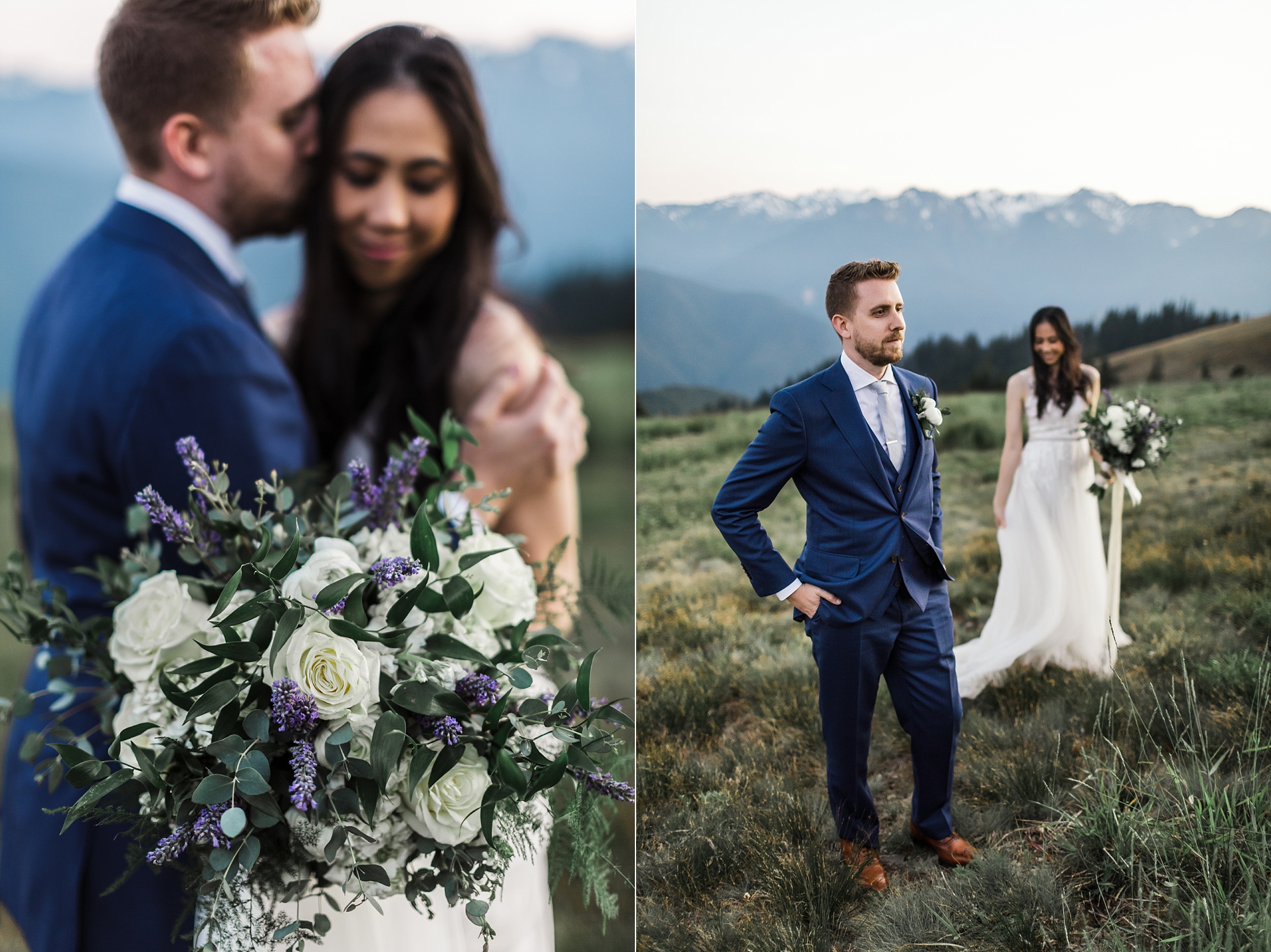 Intimate adventure elopement in mountains of the Olympic National Park. Photographed by Adventure Elopement Photographer, Megan Montalvo Photography.