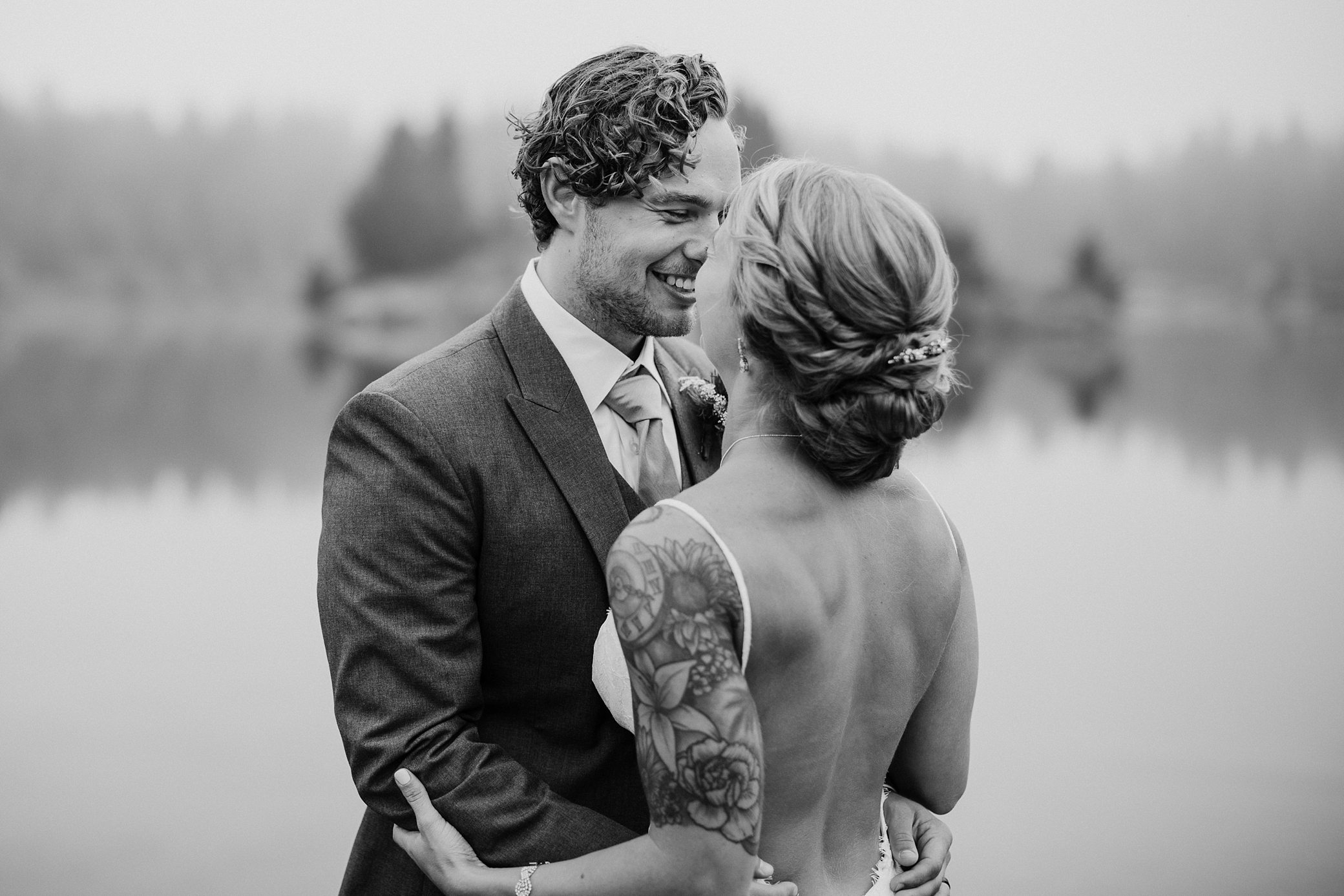 Bride and groom portraits photographed by Seattle Elopement Photographer, Megan Montalvo Photography