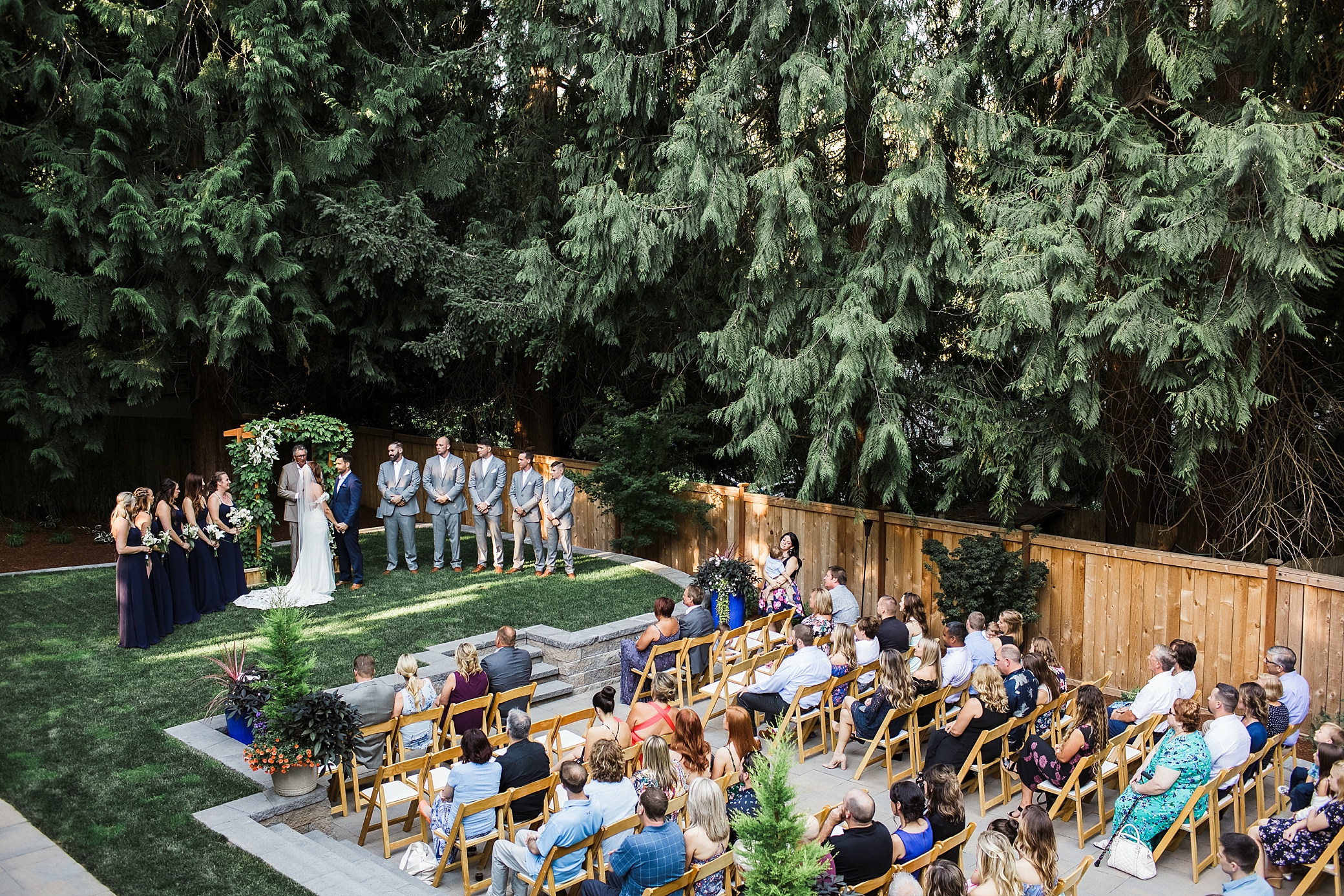 Intimate backyard wedding at the bride and grooms home in Tacoma, WA. Photographed by Tacoma Intimate Wedding Photographer, Megan Montalvo Photography