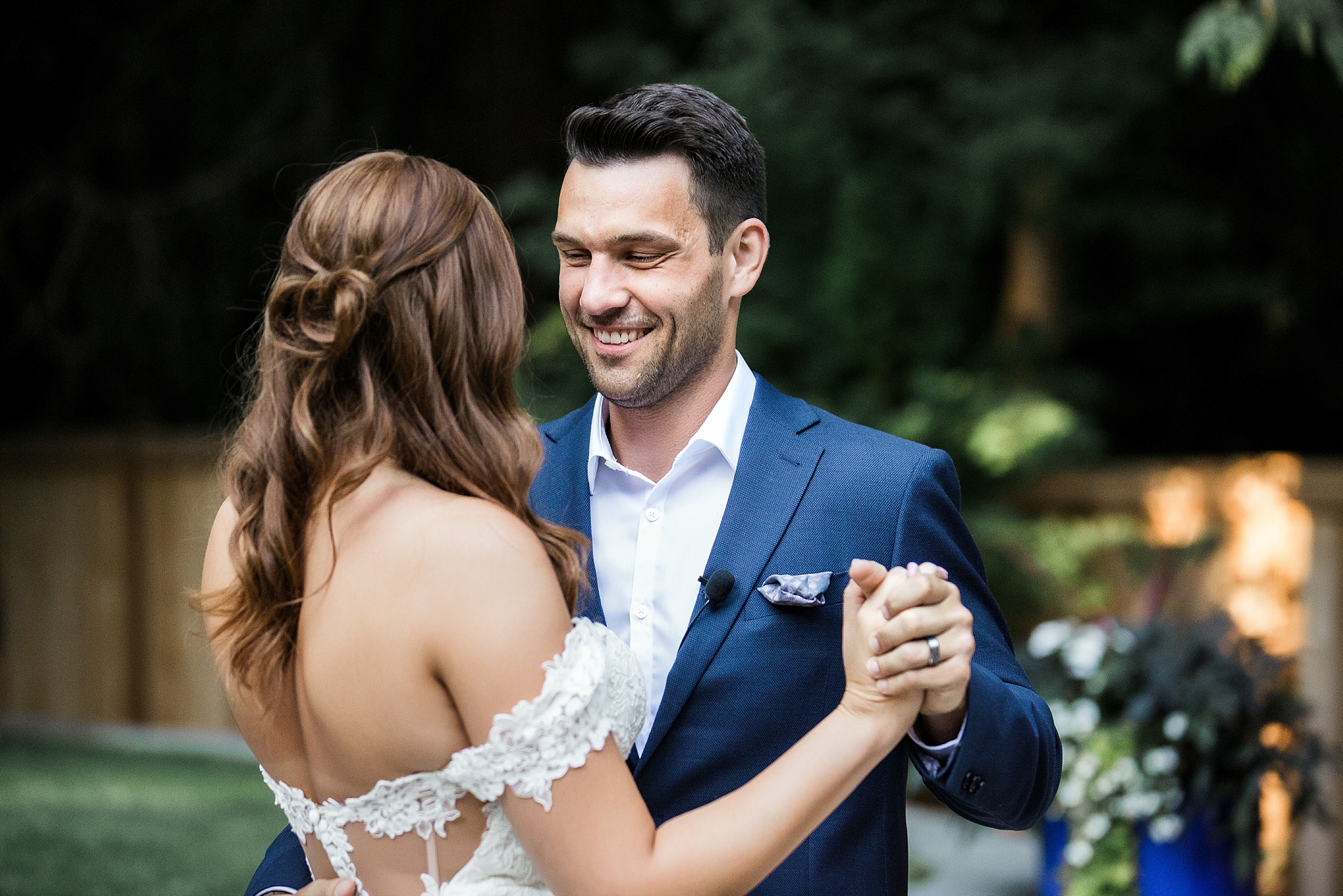 Backyard wedding | First dance for Bride and Groom | Megan Montalvo Photography