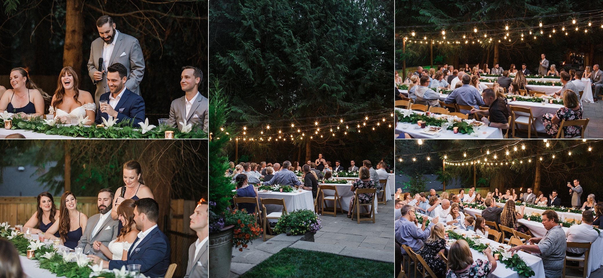 Tacoma backyard wedding reception toasts | Megan Montalvo Photography