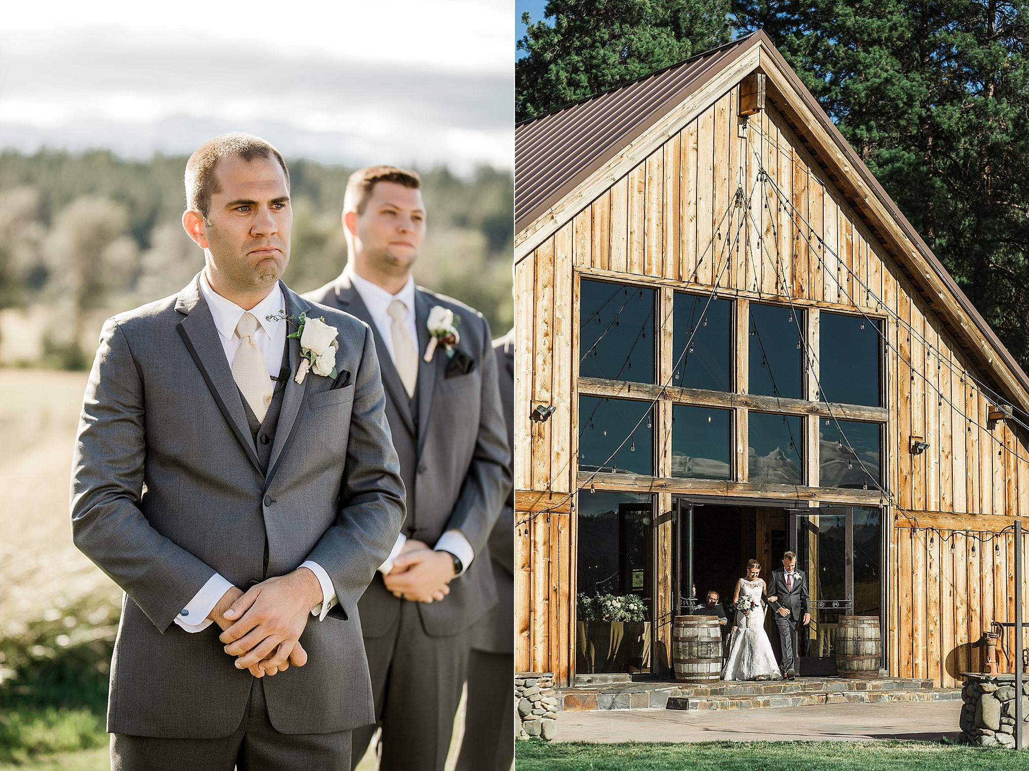 Bride walking down the aisle at the Cattle Barn in Cle Elum, WA | Megan Montalvo Photography 