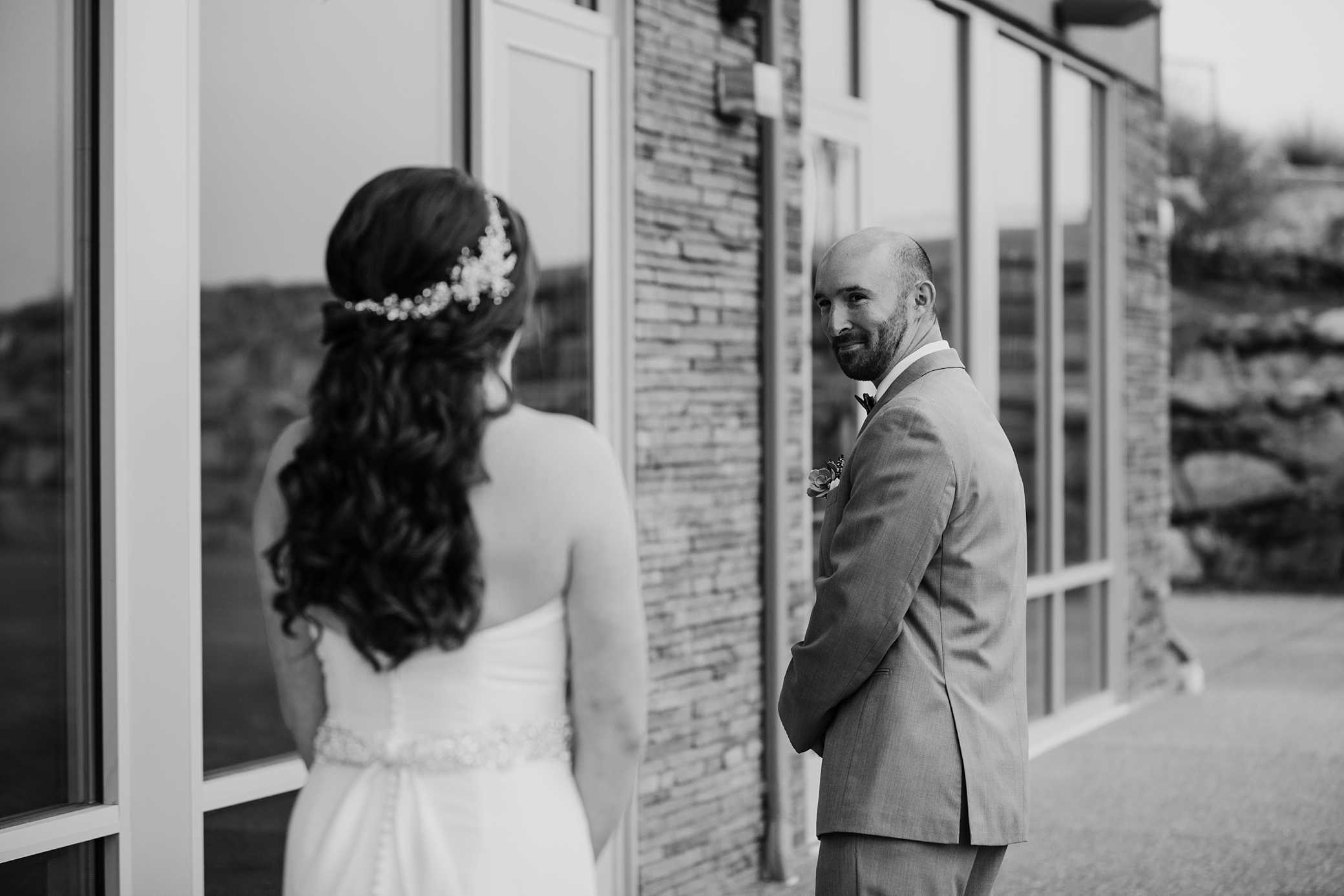 Bride and Groom First Look at Eaglemont Golf Course | Megan Montalvo Photography