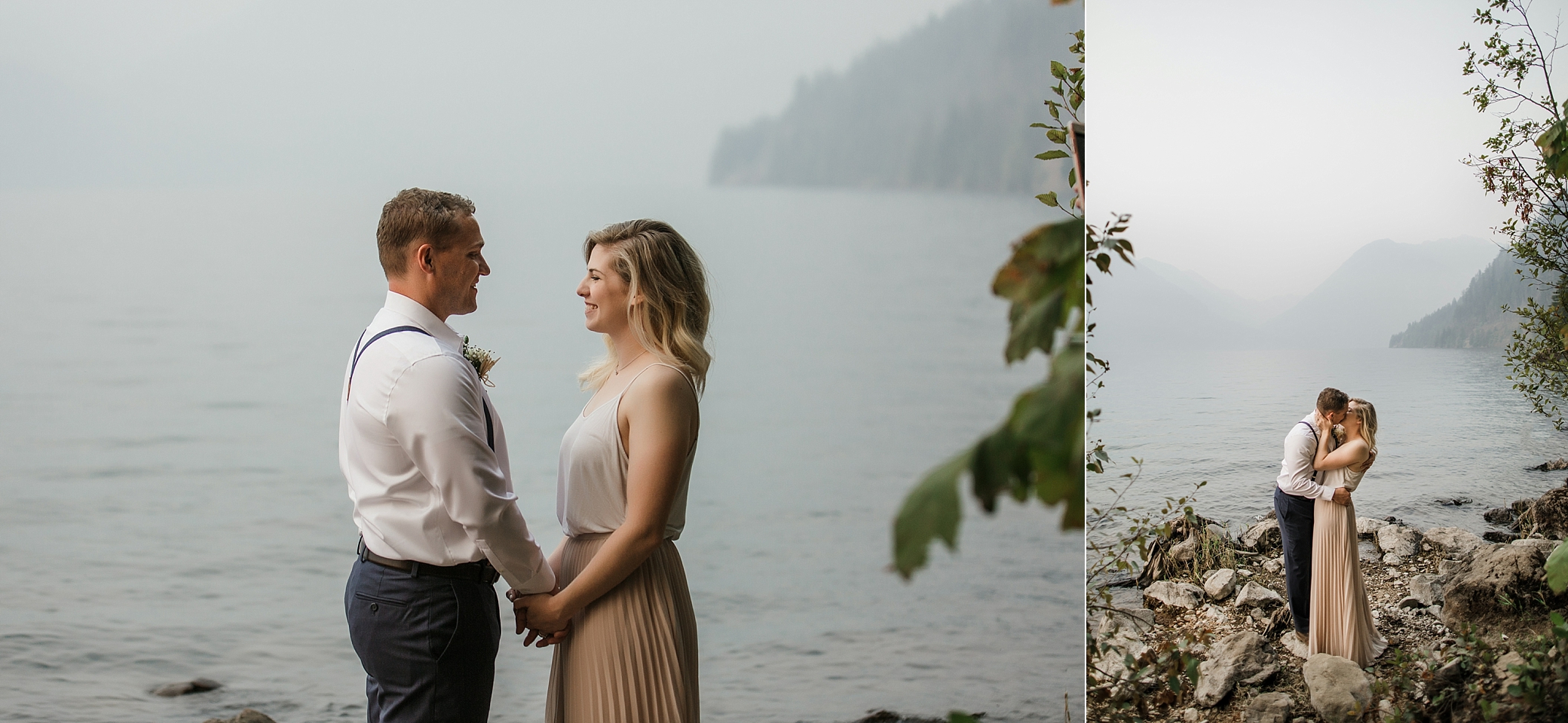 Intimate elopement ceremony on Lake Cushman. Photographed by PNW Elopement Photographer, Megan Montalvo Photography. 