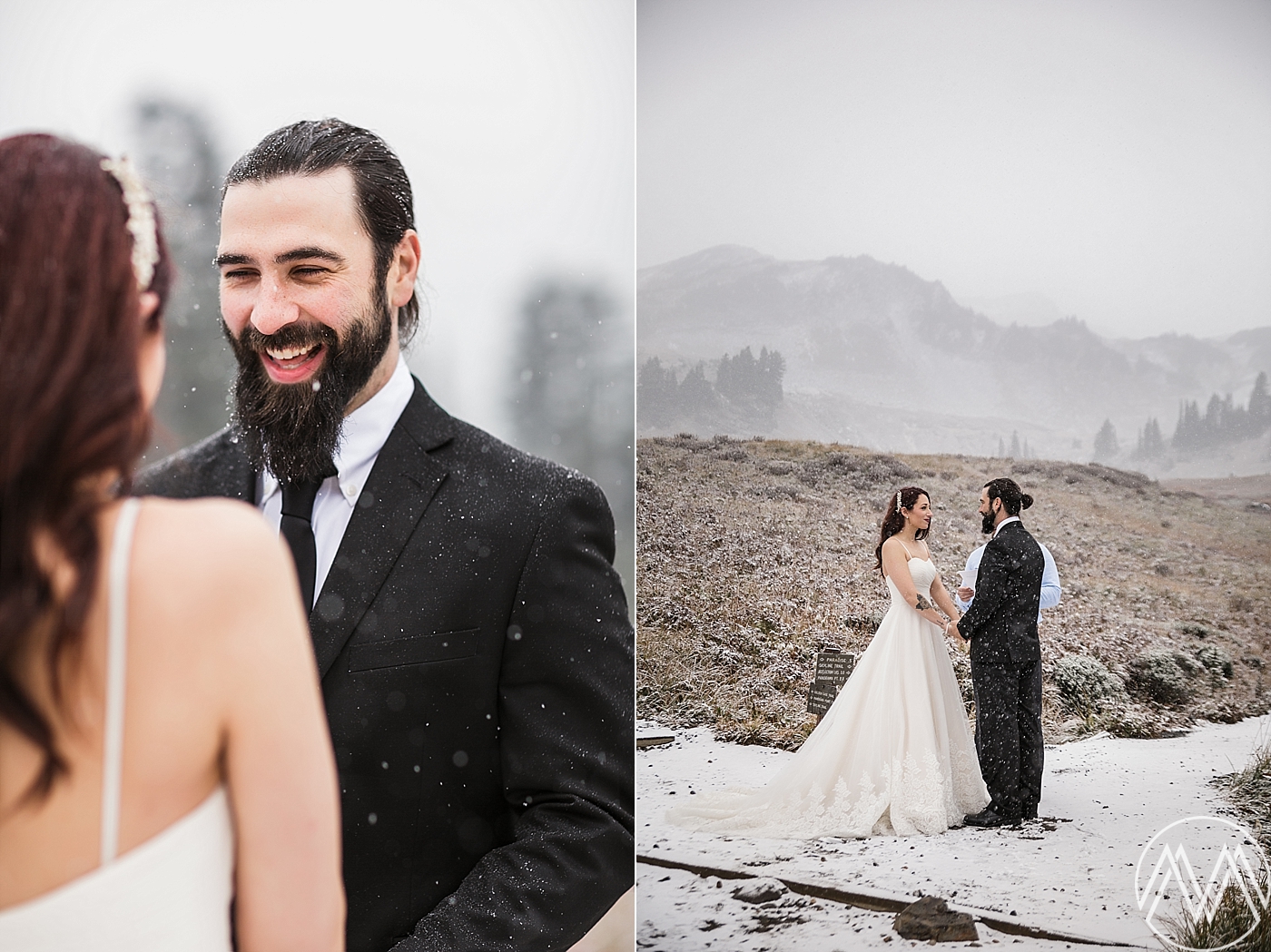 Snowy Mount Rainier Adventure Elopement | Washington Elopement Photographer | Adventure Elopement Photographer | Megan Montalvo Photography