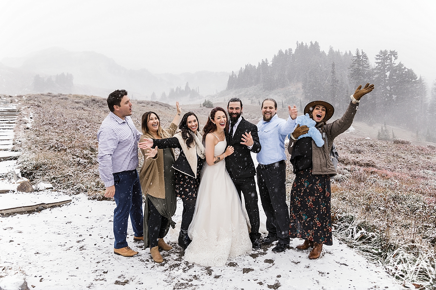 Adventure winter hiking elopement in the PNW at Mount Rainier National Park | Megan Montalvo Photography