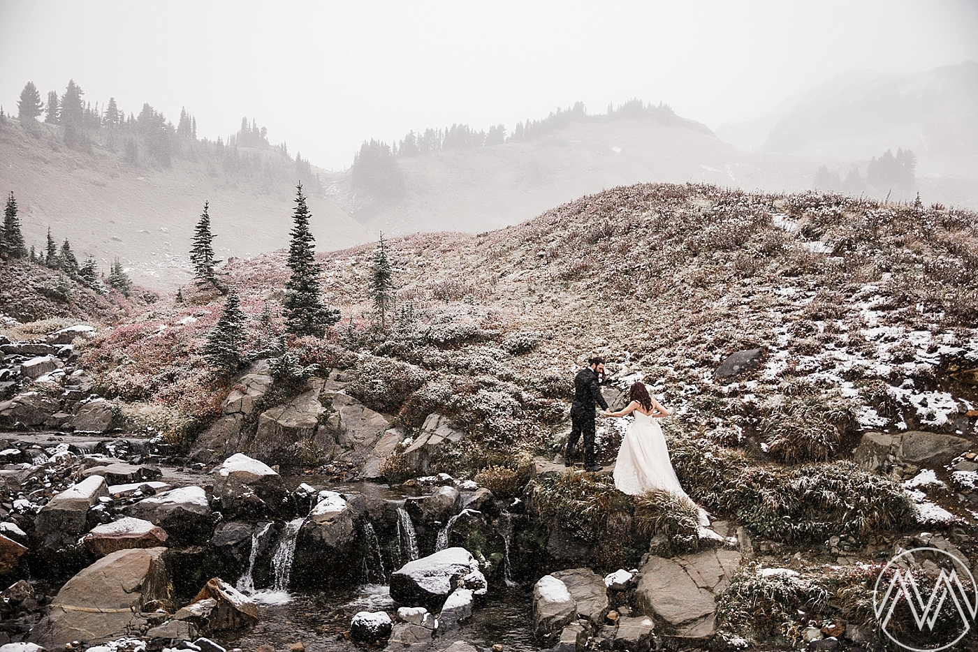 Winter Hiking Elopement | Washington Elopement Photographer | Megan Montalvo Photography