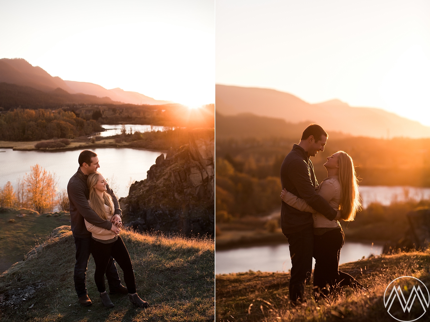 Sunset engagement photoshoot at the Columbia River Gorge with Portland Wedding Photographer, Megan Montalvo Photography. 