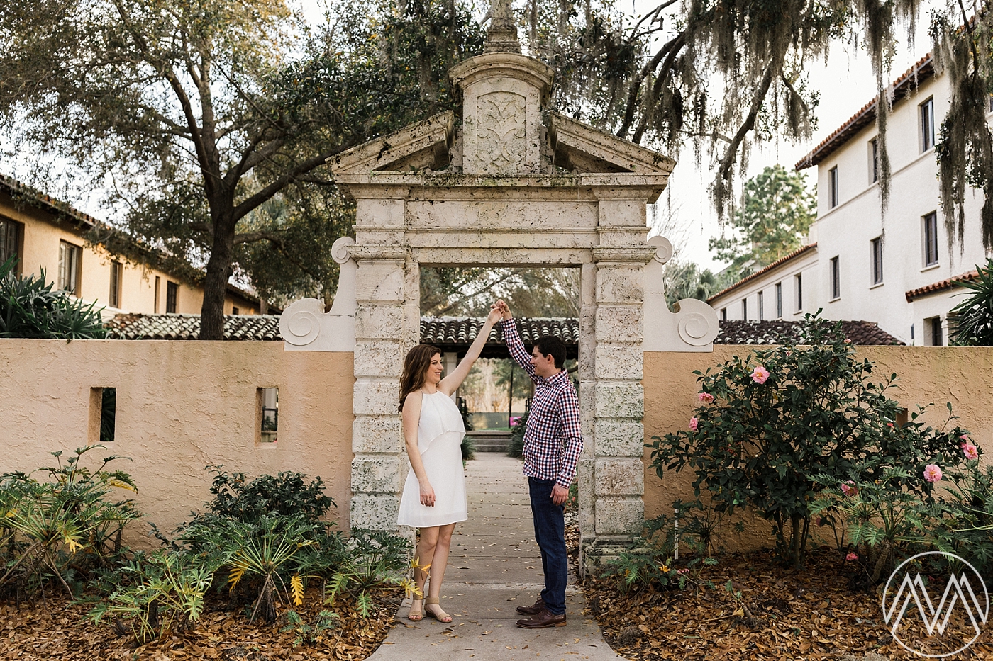 Engagement session at Rollins College. Photographed by Winter Park Wedding Photographer, Megan Montalvo Photography. 