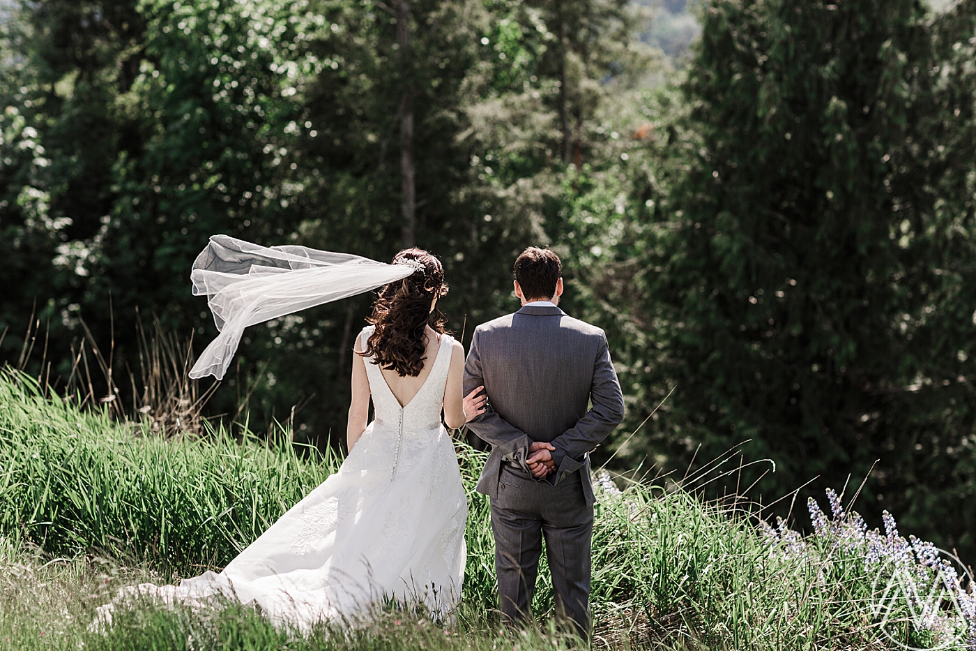 Bride and Groom First Look at Eaglemont Golf Course Intimate Wedding | Megan Montalvo Photography