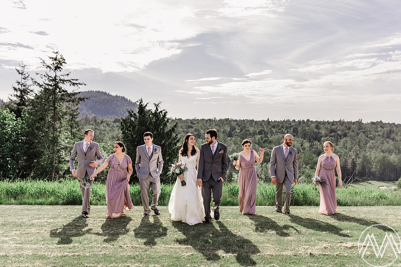 Wedding party photos at Eaglemont Golf Course. Photographed by PNW Wedding Photographer, Megan Montalvo Photography. 