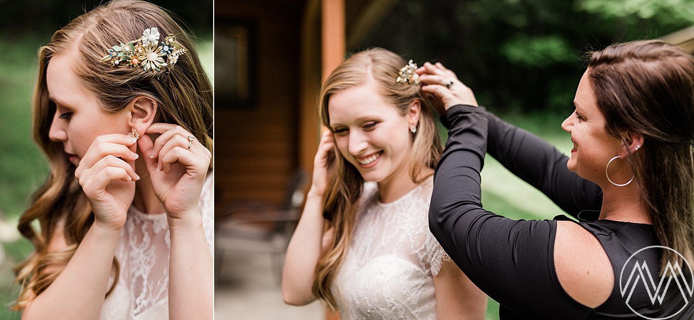Bride getting ready for Intimate Mt. Rainier Elopement | Megan Montalvo Photography
