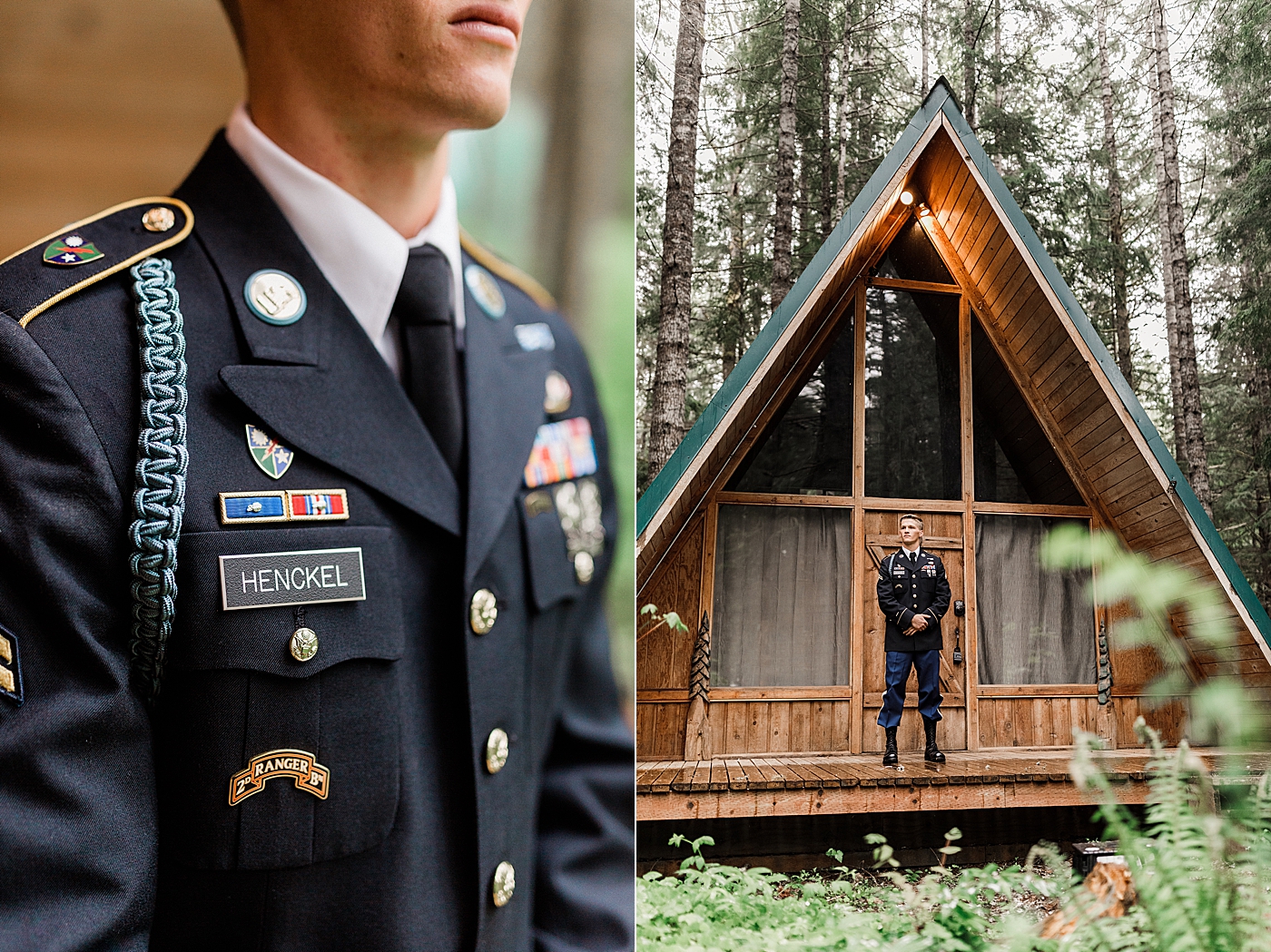 Groom portraits in military uniform before wedding at Mt. Rainier | Megan Montalvo Photography