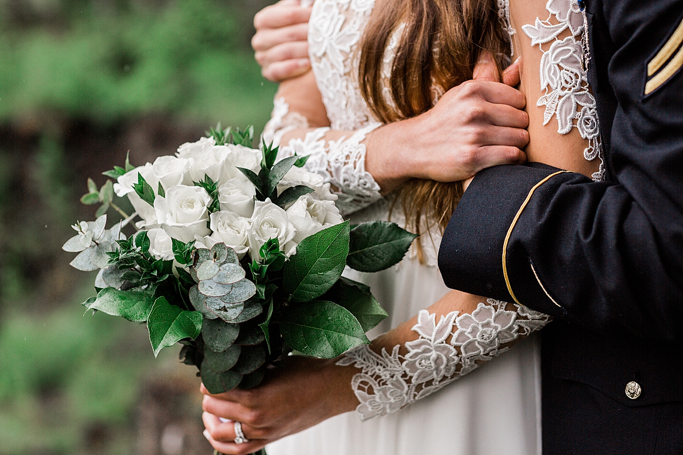 Bridal bouquet and dress details for elopement | Megan Montalvo Photography