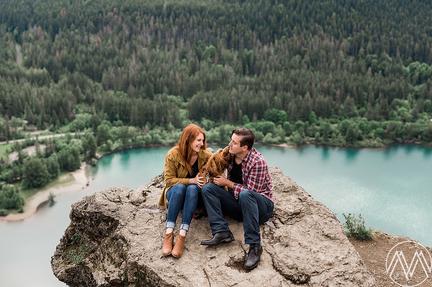 Adventure engagement session with views overlooking Rattlesnake Lake. Photographed by PNW Wedding Photographer, Megan Montalvo Photography. 