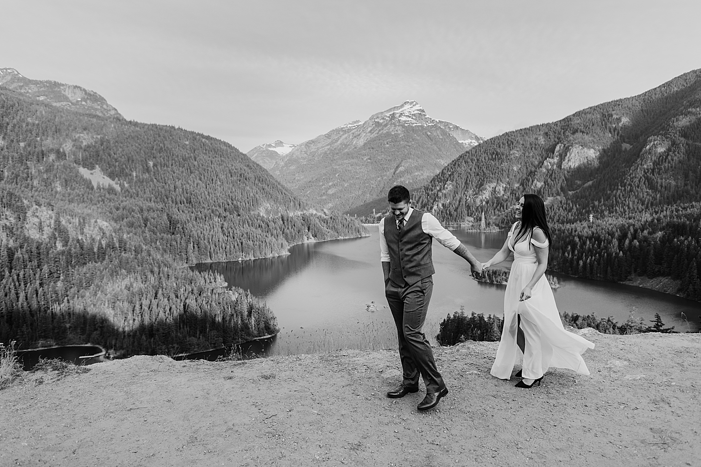 Adventure engagement session at Diablo Lake with Settle Wedding Photographer, Megan Montalvo Photography. 