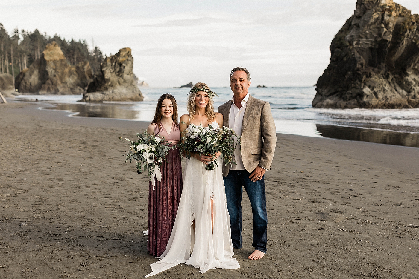 Ruby Beach elopement family photos. Photographed by Washington Elopement Photographer, Megan Montalvo Photography. 