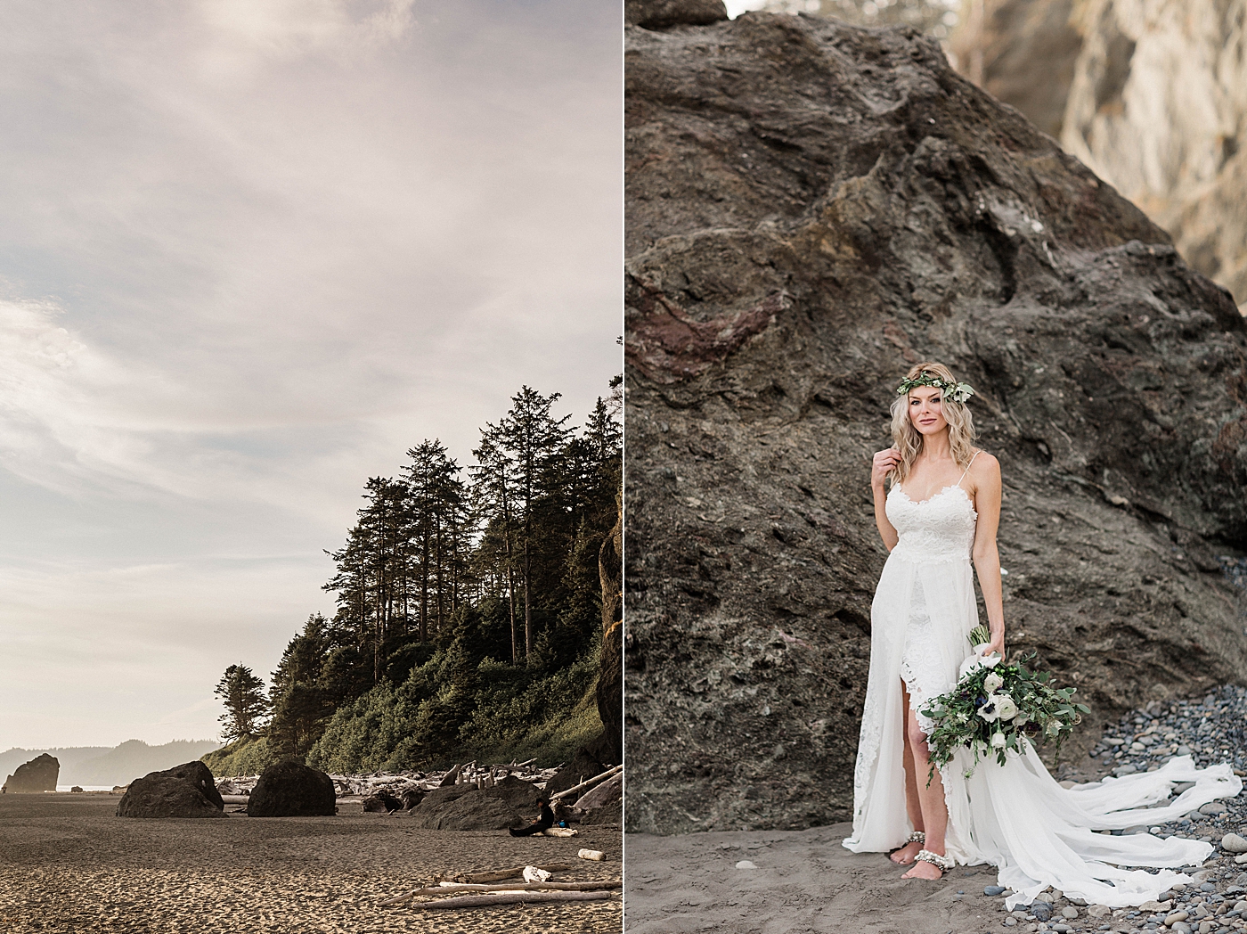 Bridal photo at Ruby Beach Elopement | Megan Montalvo Photography
