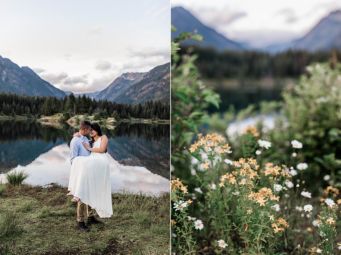 Gold Creek Pond Engagement Session. Photographed by Seattle Engagement Photographer, Megan Montalvo Photography. 