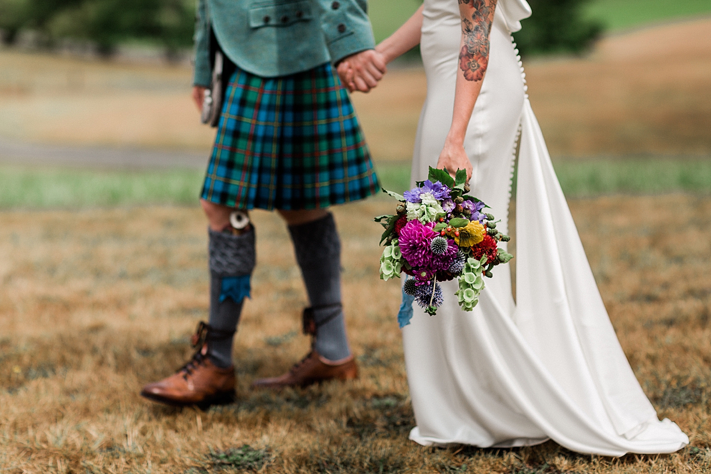 Irish wedding with groom wearing a traditional kilt from USA Kilts. Photographed by Olympia Wedding Photographer, Megan Montalvo Photography. 