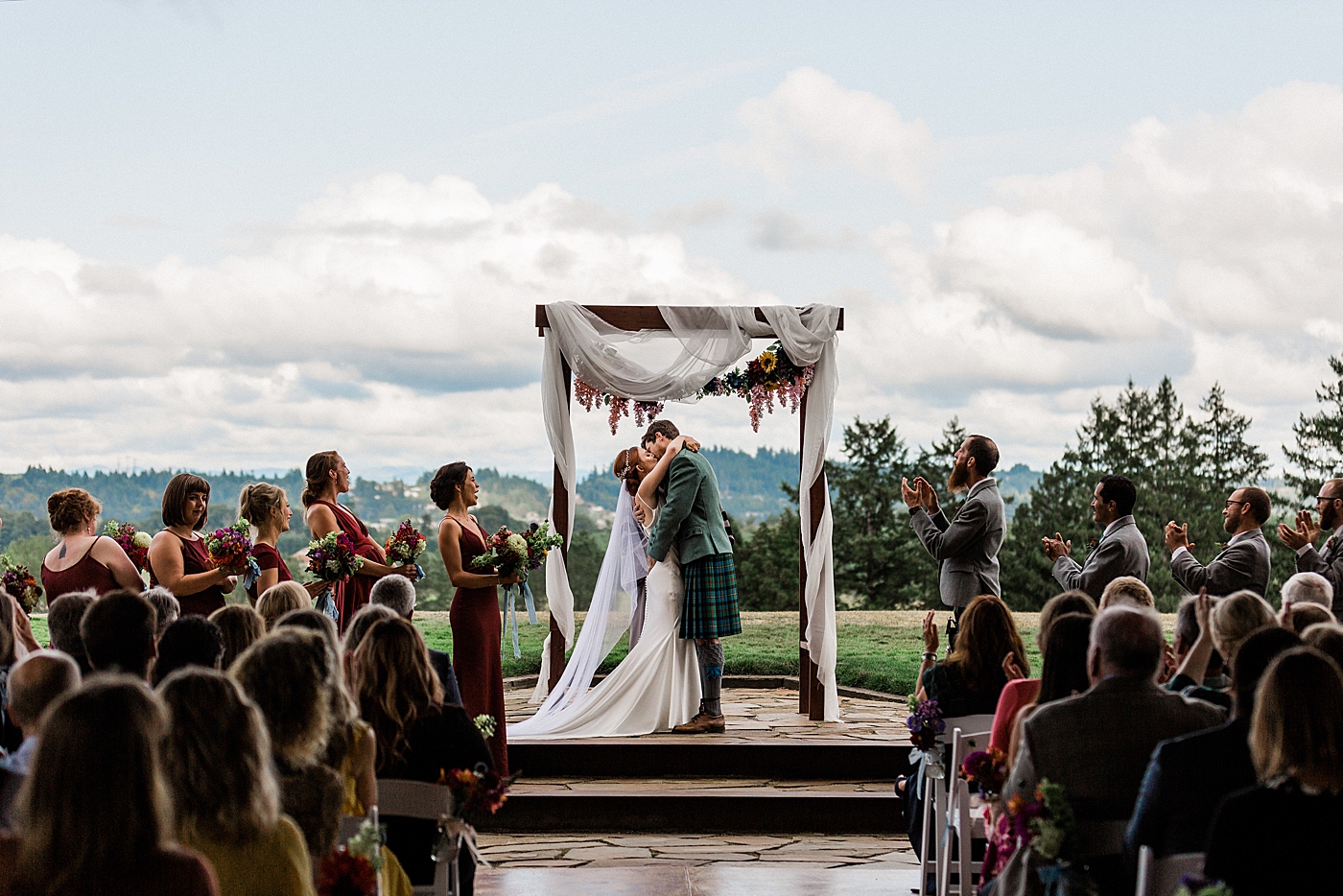Irish wedding ceremony at The Orchard at Sunshine Hill. Photography by Chehalis Wedding Photographer, Megan Montalvo Photography. 