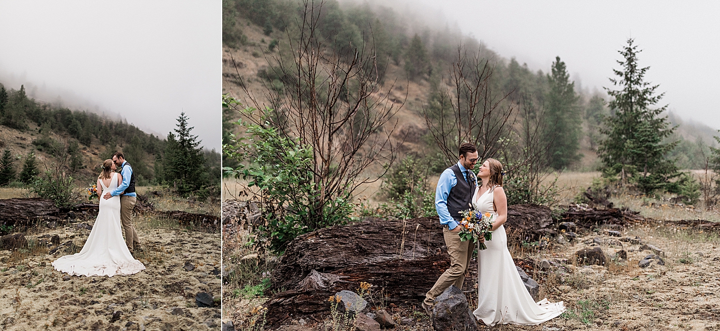 Bride and Groom Portraits at Mount St. Helens. Photographed by PNW Adventure Elopement Photographer, Megan Montalvo Photography. 