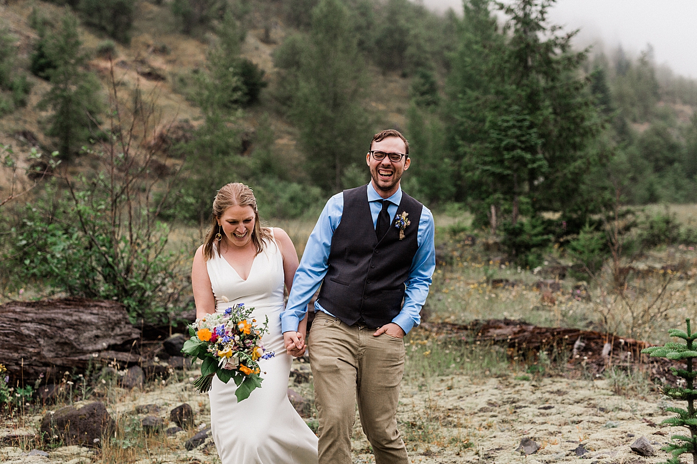 Bride and Groom Portraits at Mount St. Helens. Photographed by PNW Adventure Elopement Photographer, Megan Montalvo Photography. 
